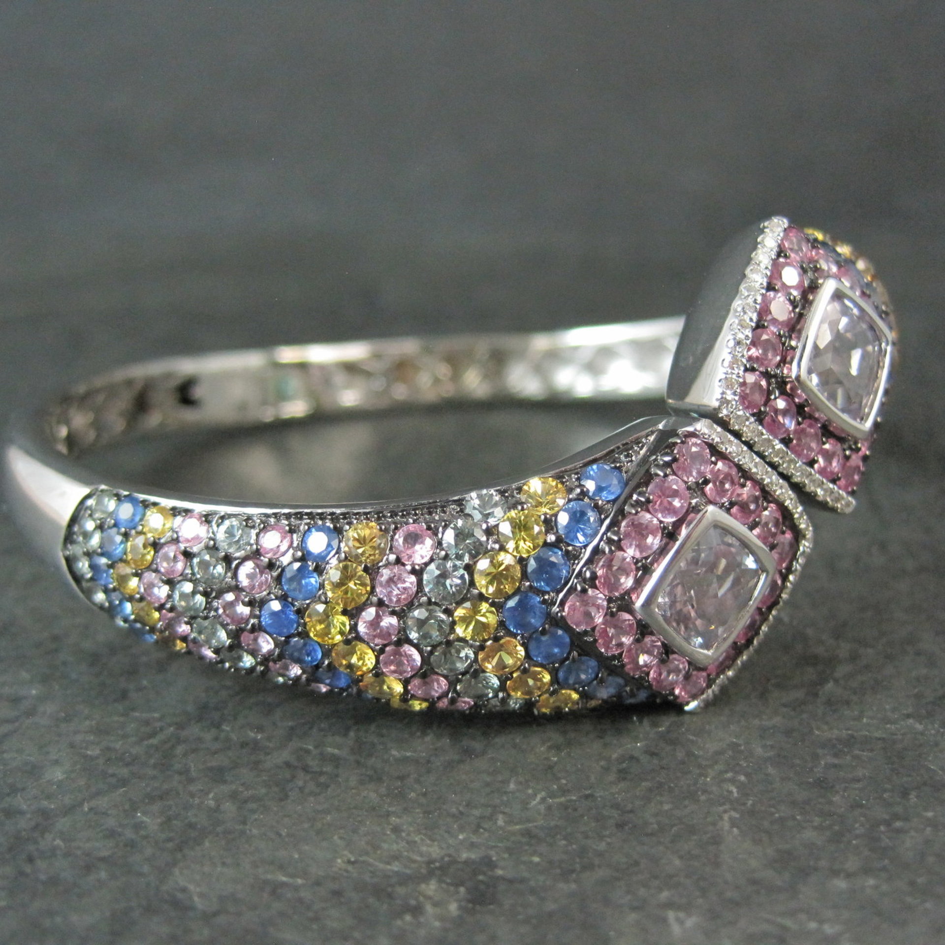 Colleen Lopez Rose de France Sapphire and Diamond Sterling Silver Bracelet