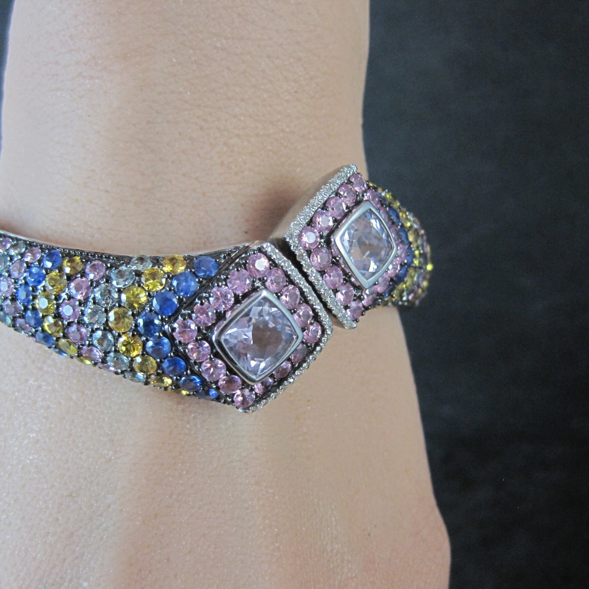 Colleen Lopez Rose de France Sapphire and Diamond Sterling Silver Bracelet