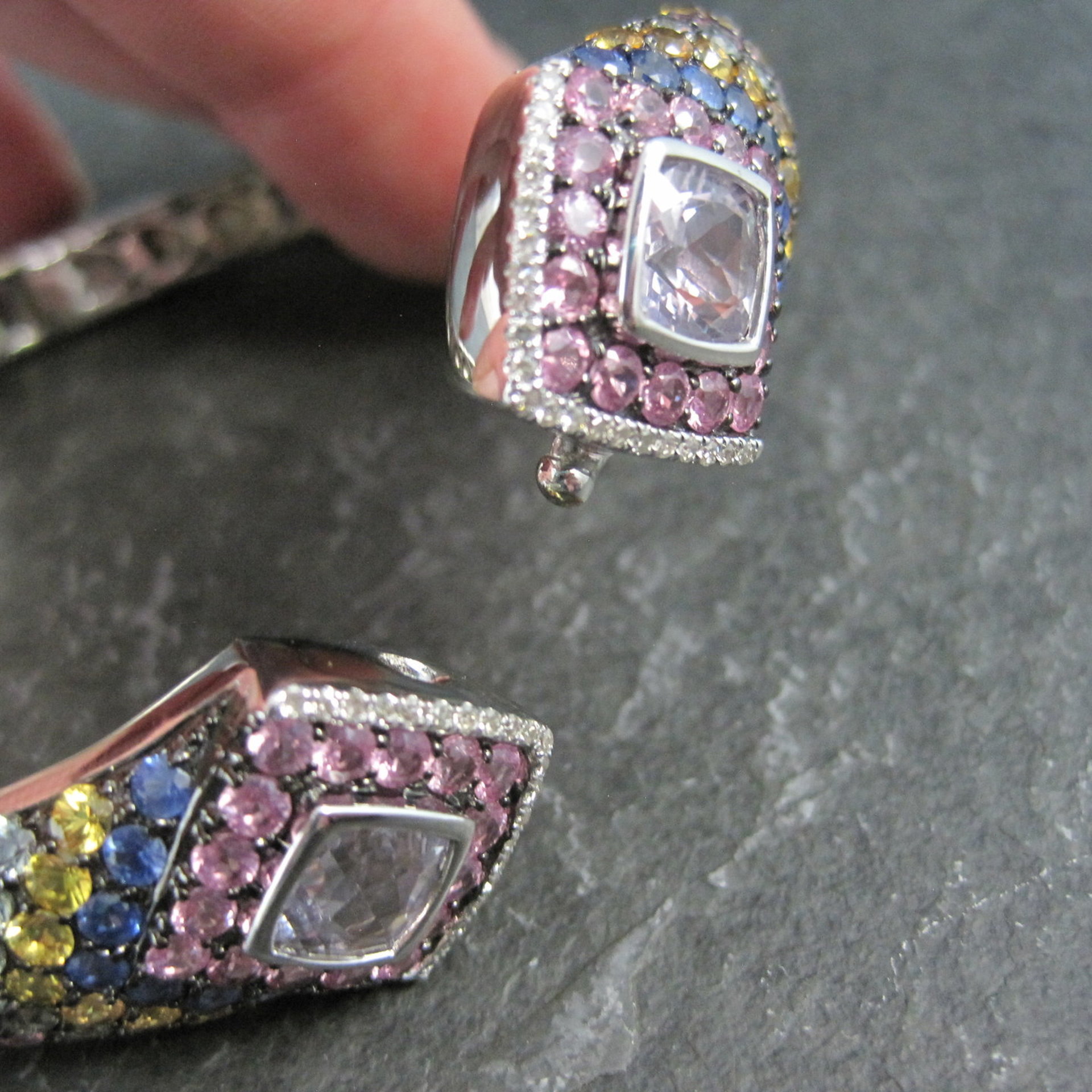 Colleen Lopez Rose de France Sapphire and Diamond Sterling Silver Bracelet