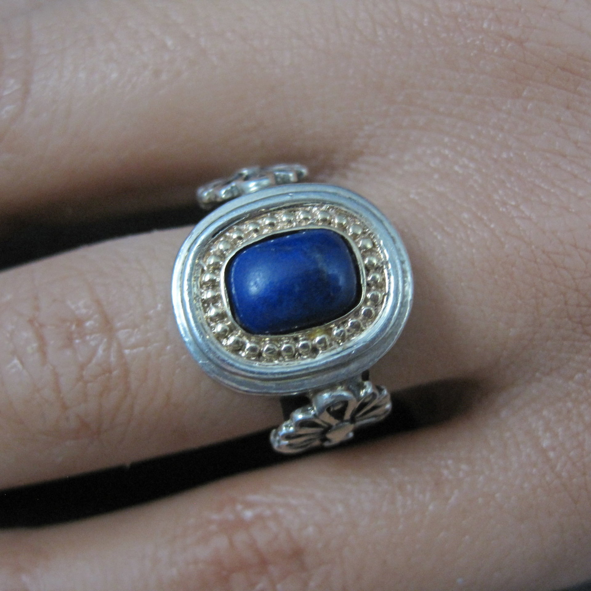 Vintage Sterling and 14K Lapis Lazuli Ring Size 8