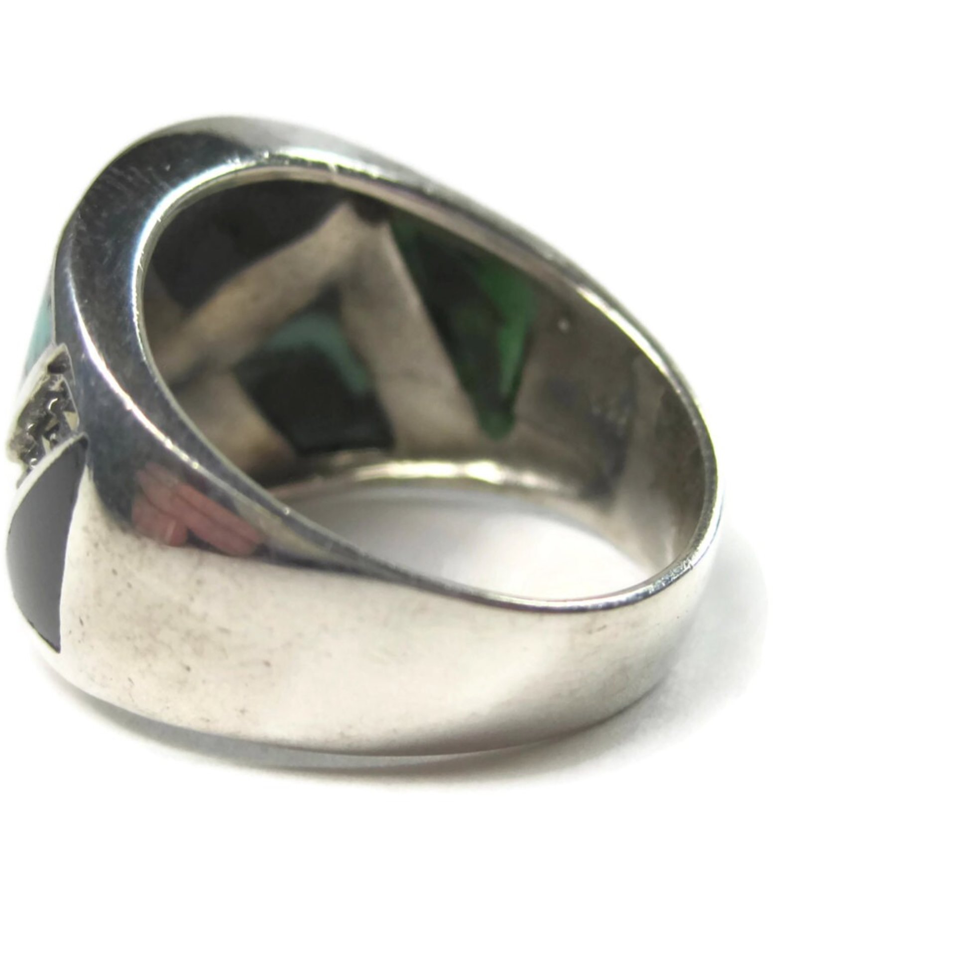 Wide Vintage Marcasite Inlay Band Ring Sterling Size 8