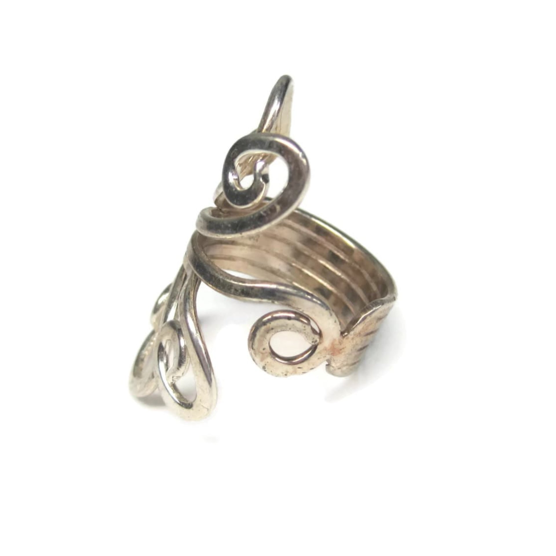 Vintage 80s Modernist Sterling Swirl Ring Size 5.5