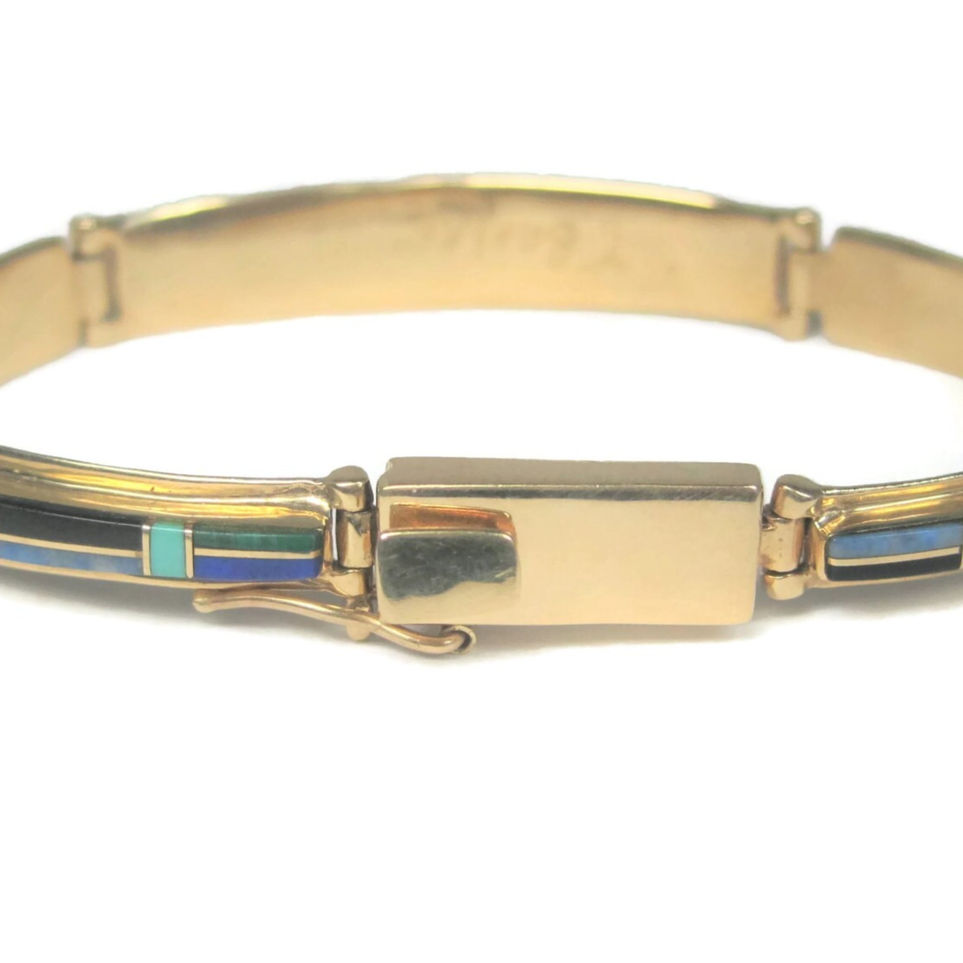 Vintage 14K Native American Inlay Bracelet 8 Inches T Barbre