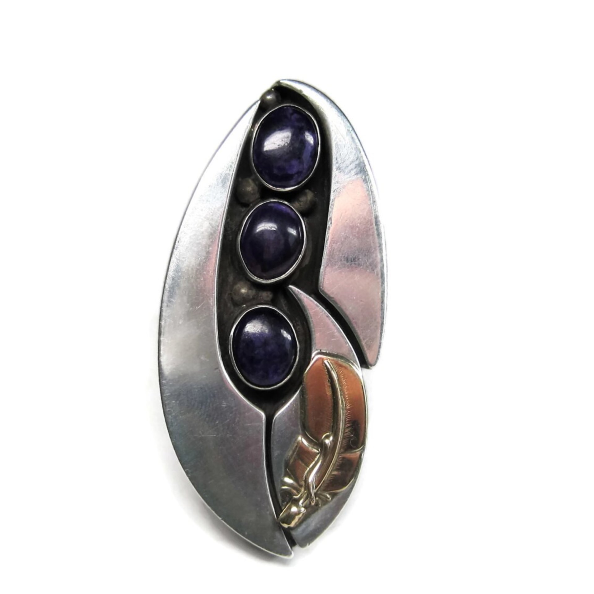 Vintage OOAK Navajo Sugilite Feather Ring Wilbert Cora Vandever