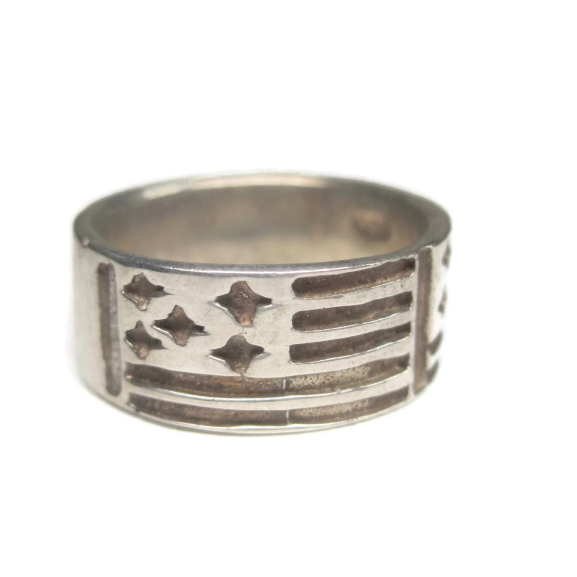 Vintage Sterling Flag Band Ring Size 5