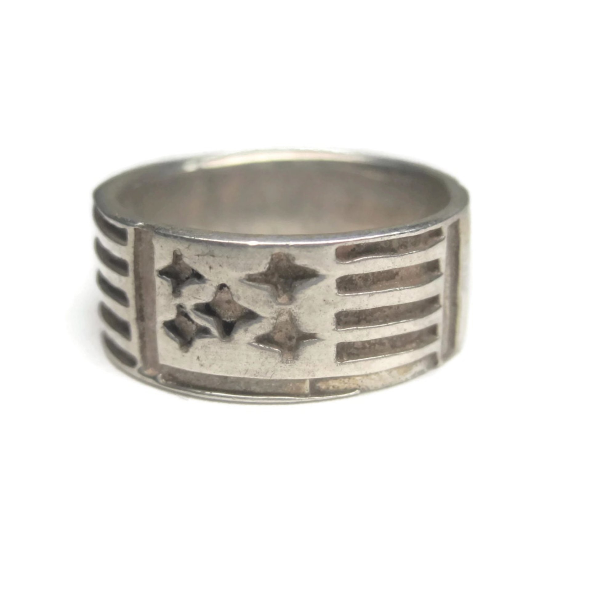 Vintage Sterling Flag Band Ring Size 5