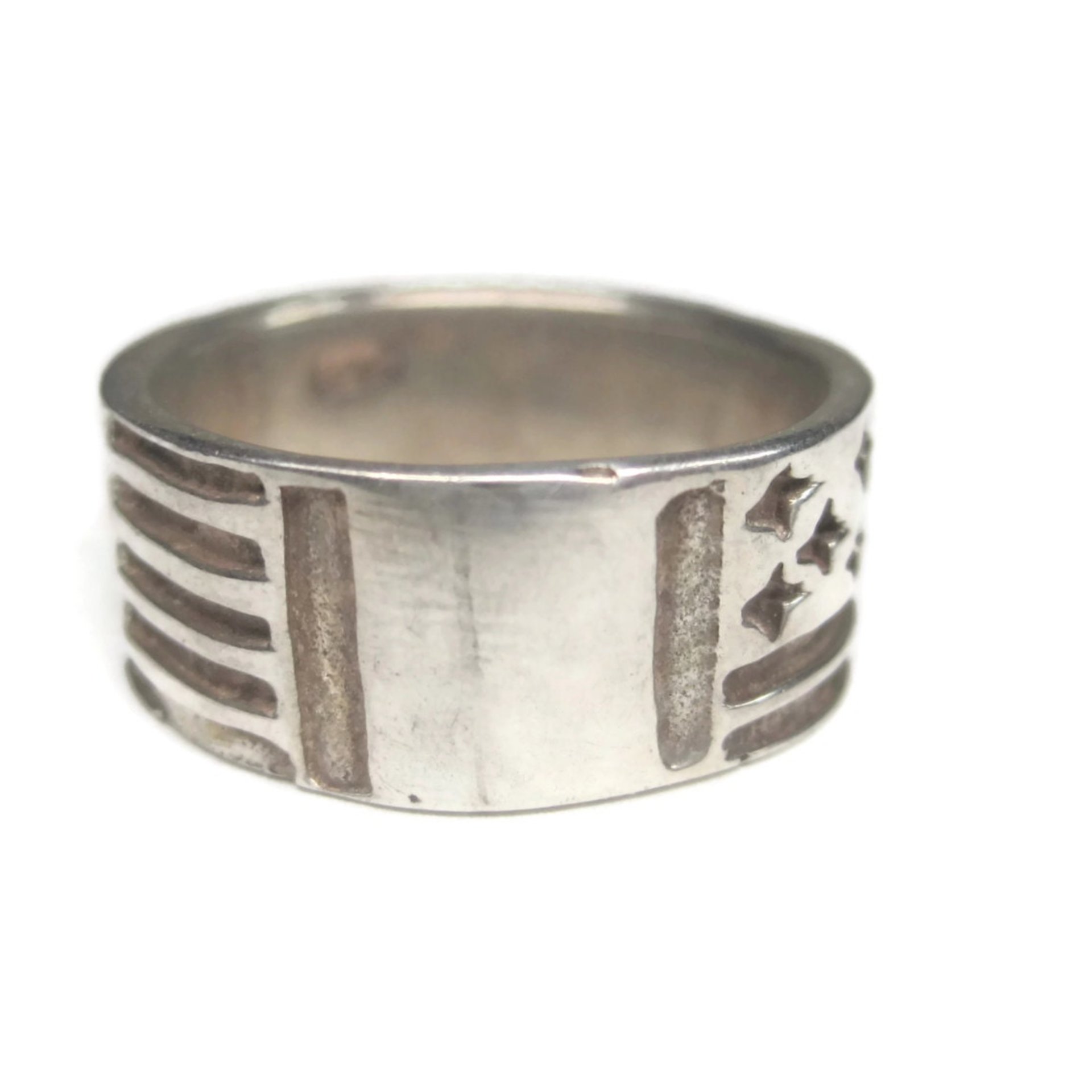 Vintage Sterling Flag Band Ring Size 5