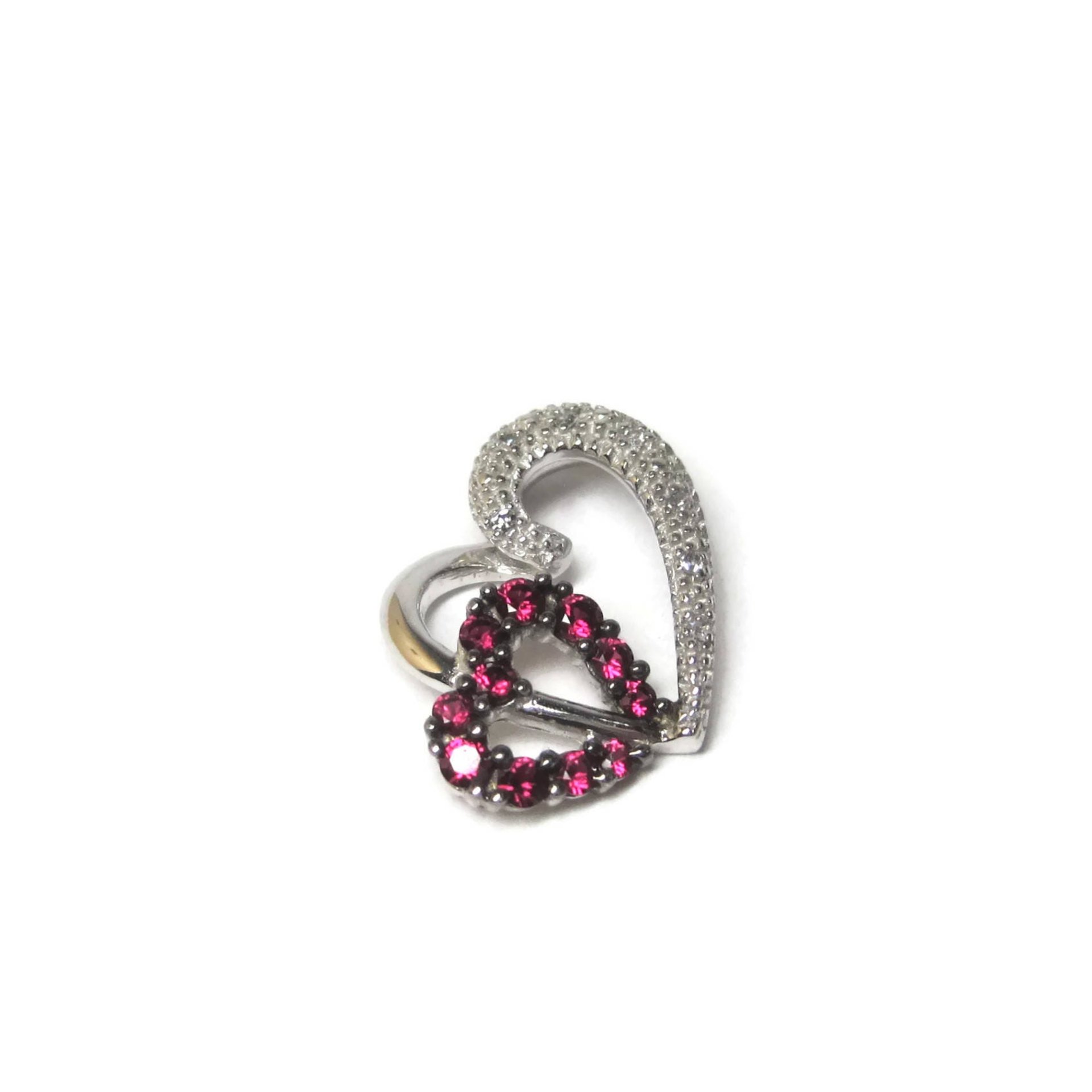 10K Pink Sapphire Diamond Heart Pendant