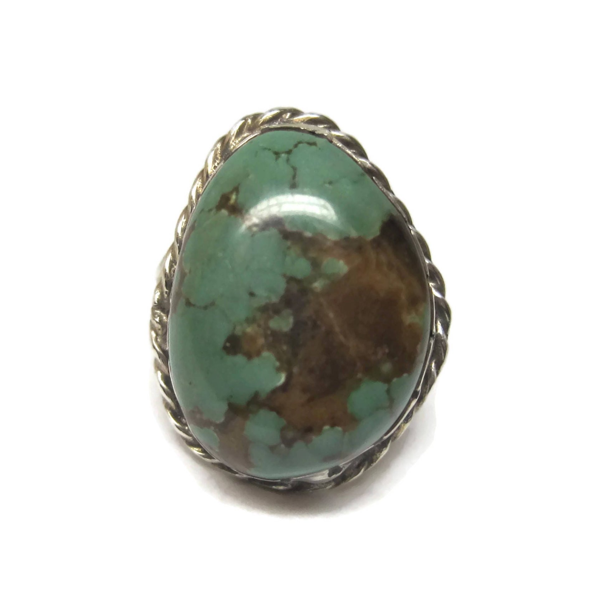 Large Vintage Southwestern Green Turquoise Ring Size 6