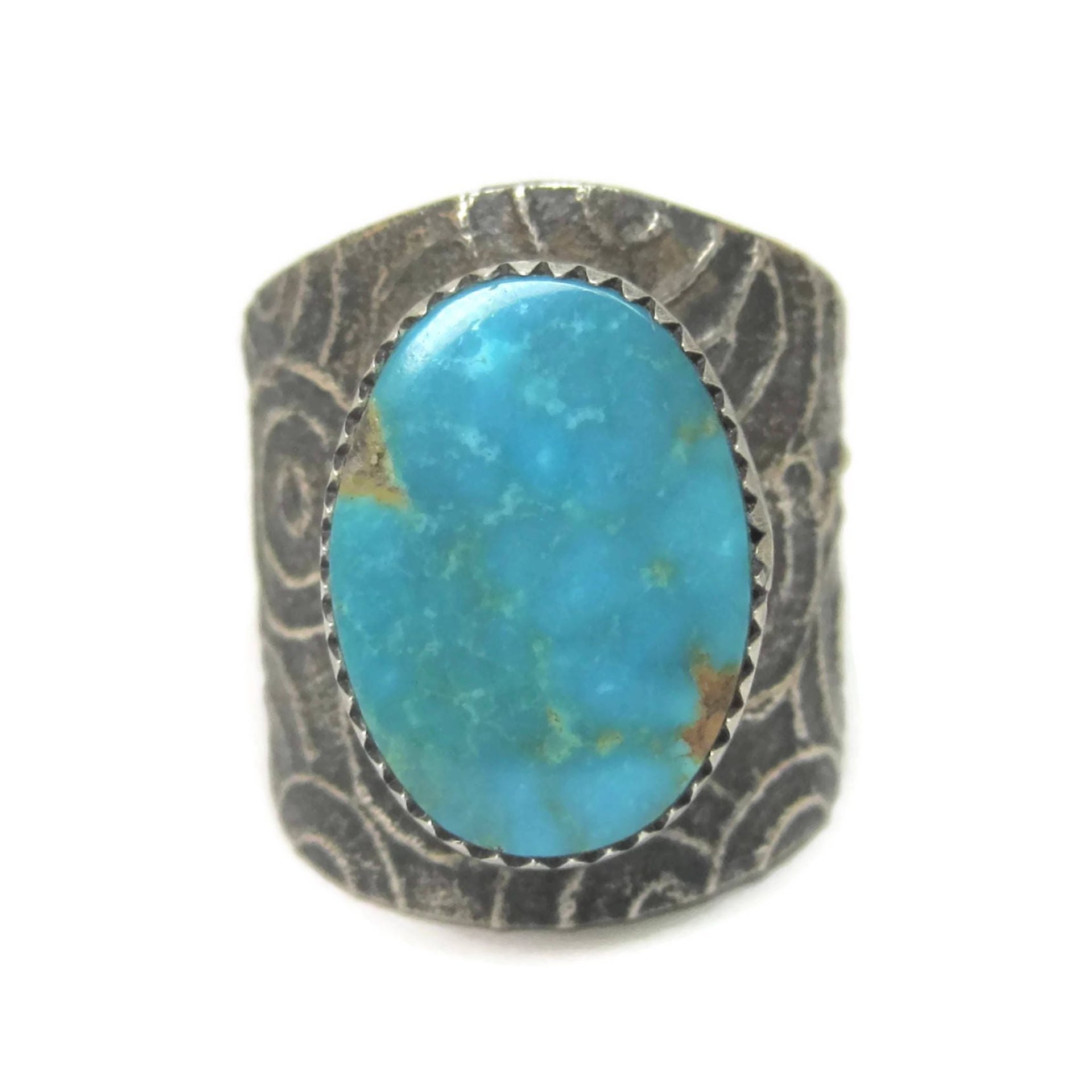 Vintage Tufa Cast Turquoise Ring Native American Size 11