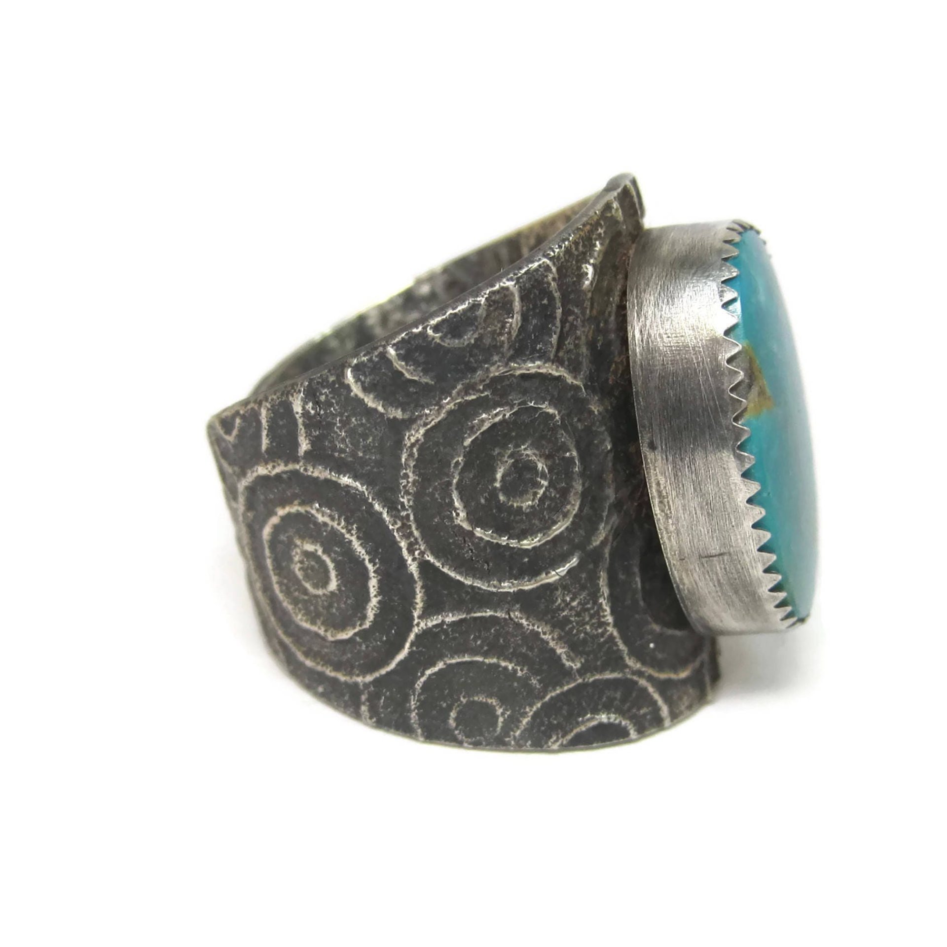 Vintage Tufa Cast Turquoise Ring Native American Size 11