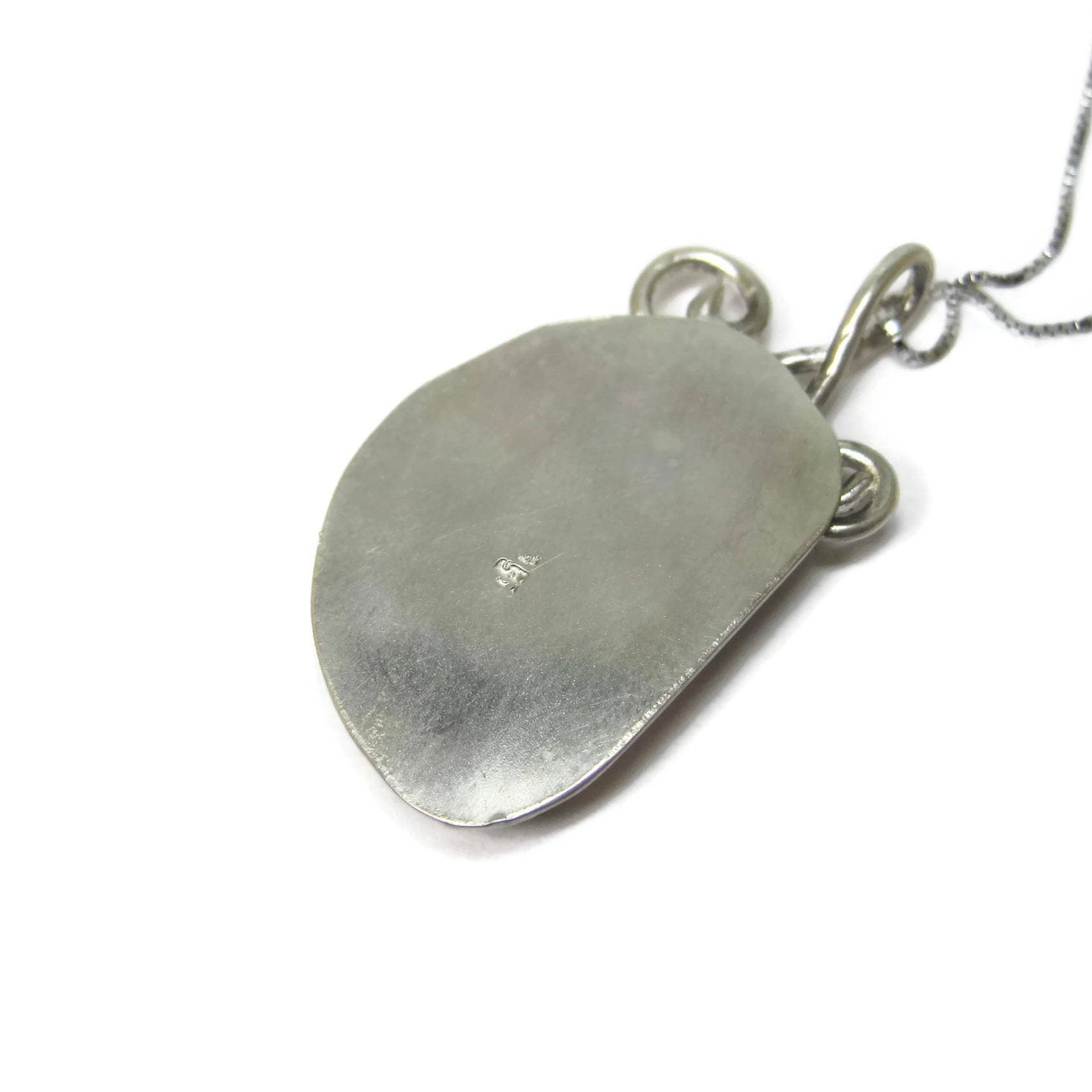 Vintage Sterling Green Beach Glass Pendant Necklace