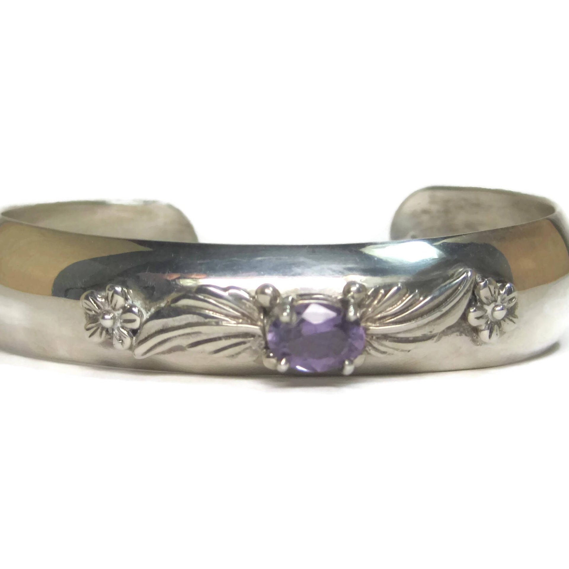 Estate Carol Felley Amethyst Cuff Bracelet 6.25 Inches