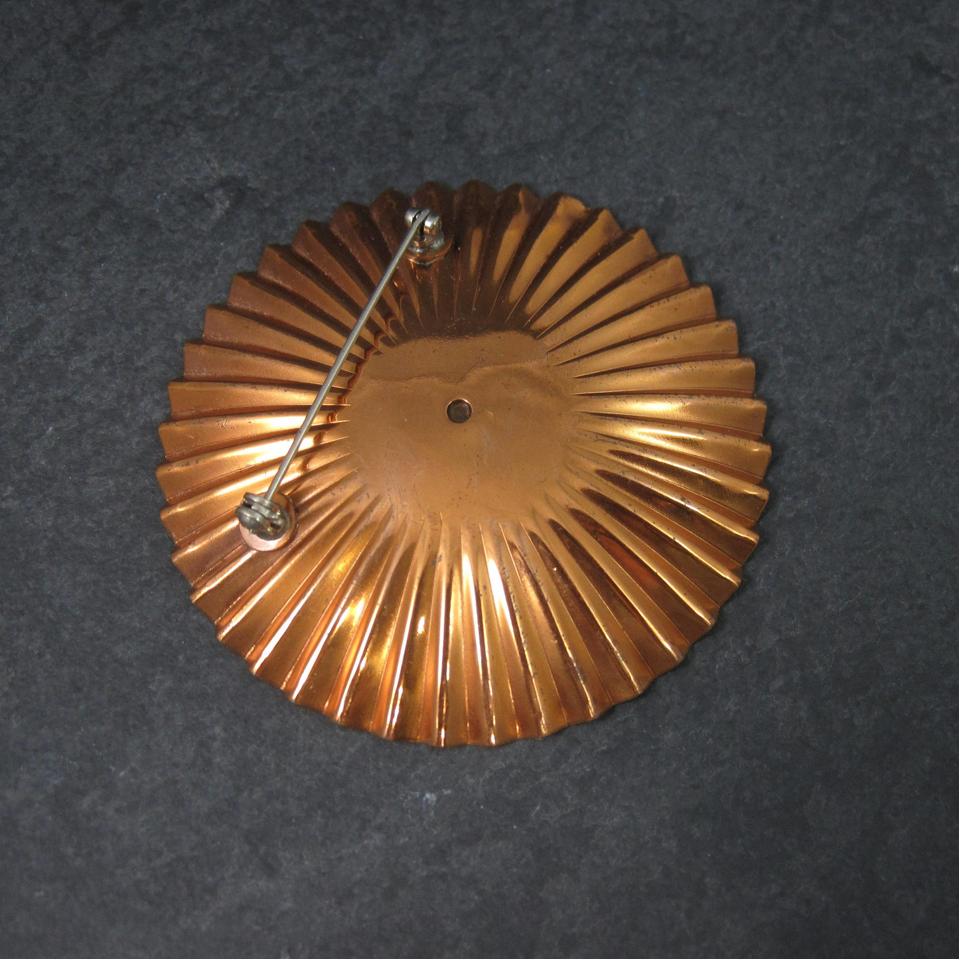 Large Copper Enamel Modernist Brooch