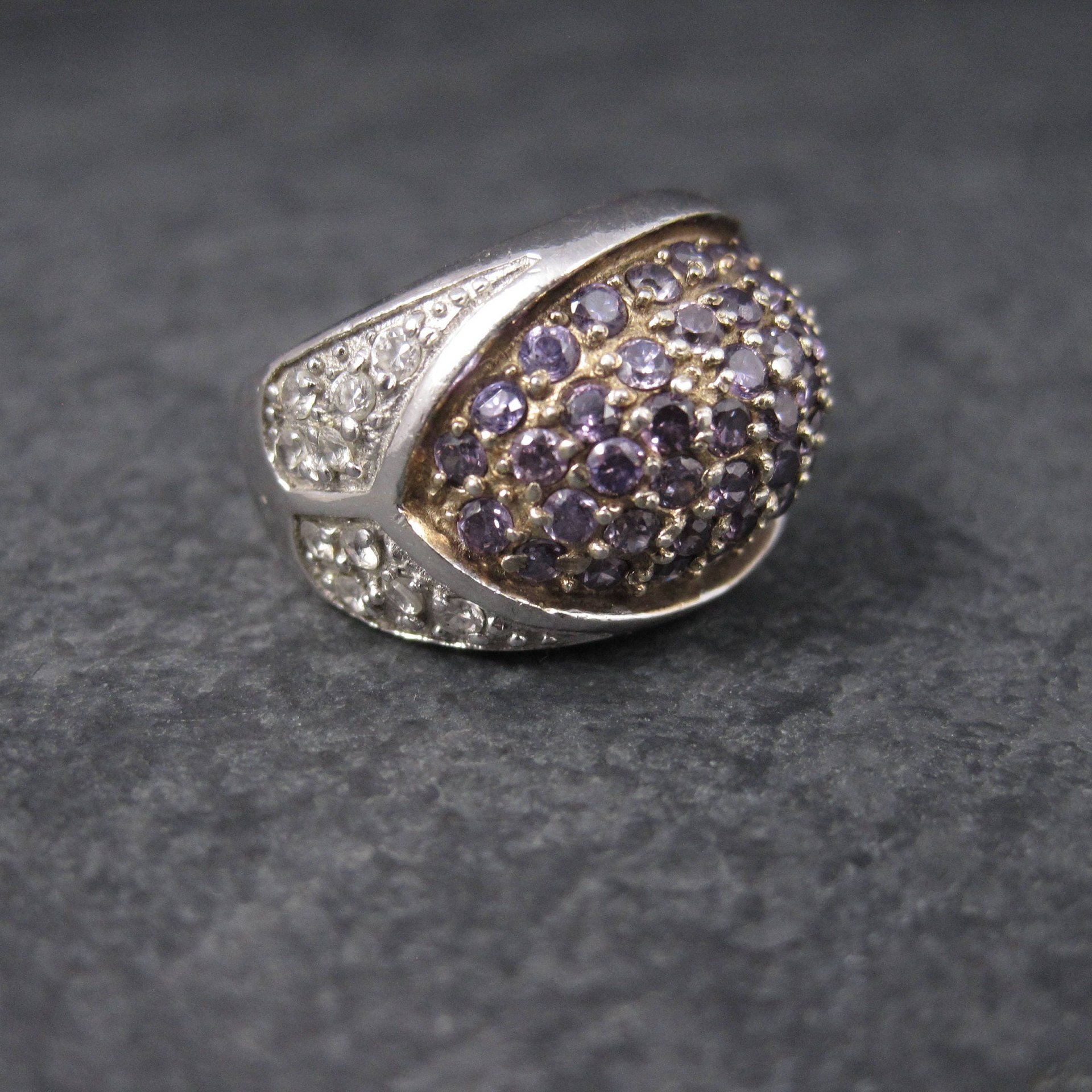 90s Amethyst Dome Ring Sterling Size 7