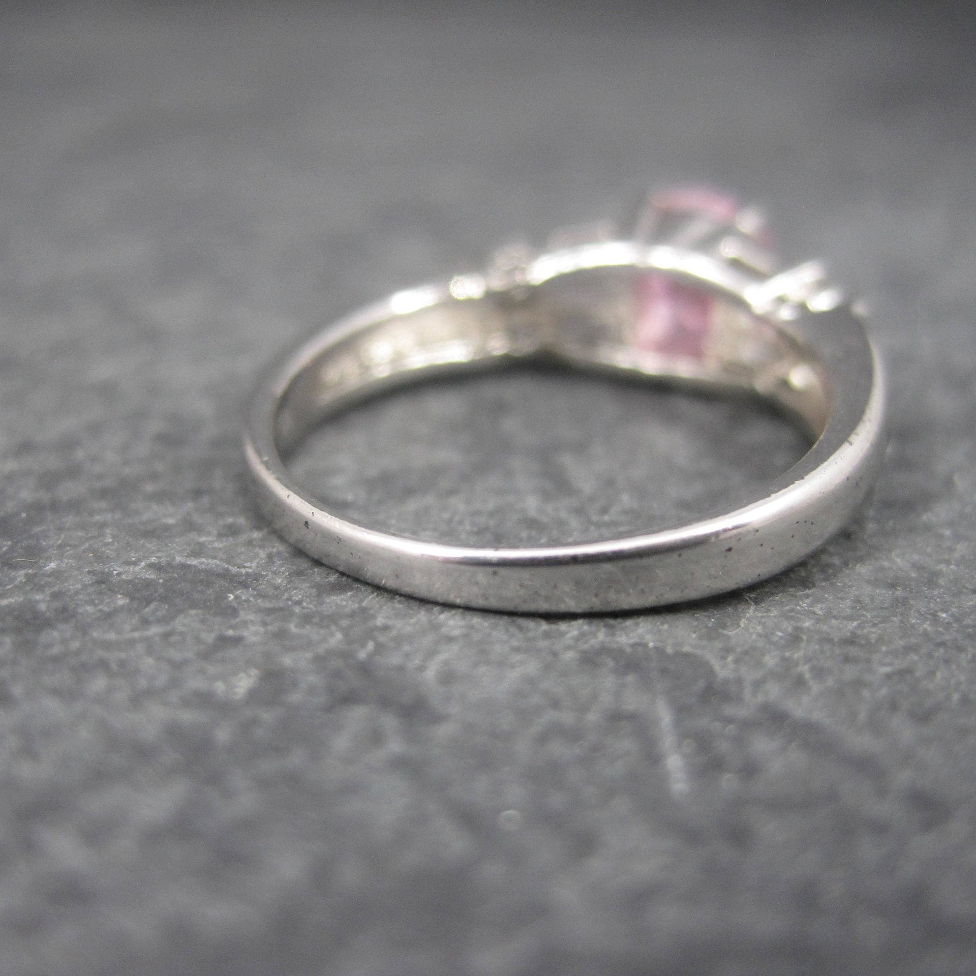 Sterling Silver Pink Sapphire White Zircon Ring Size 8