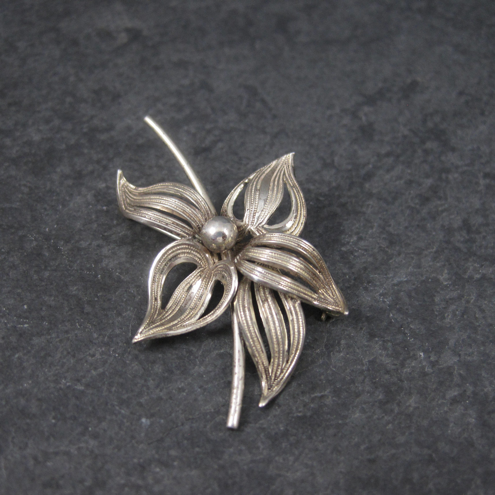 Vintage Sterling Flower Brooch Forstner