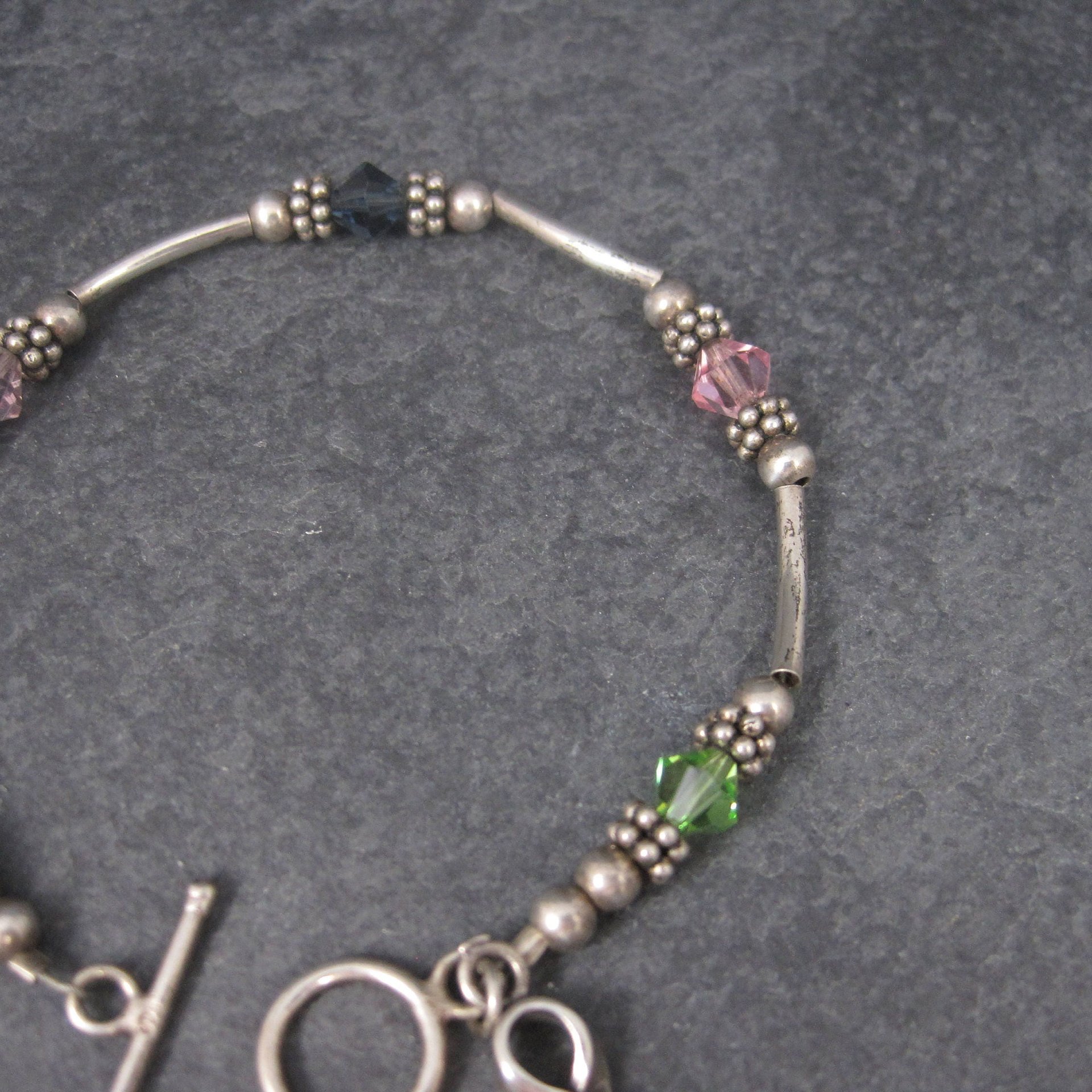 Sterling Crystal Awareness Ribbon Bracelet 7.25 Inches