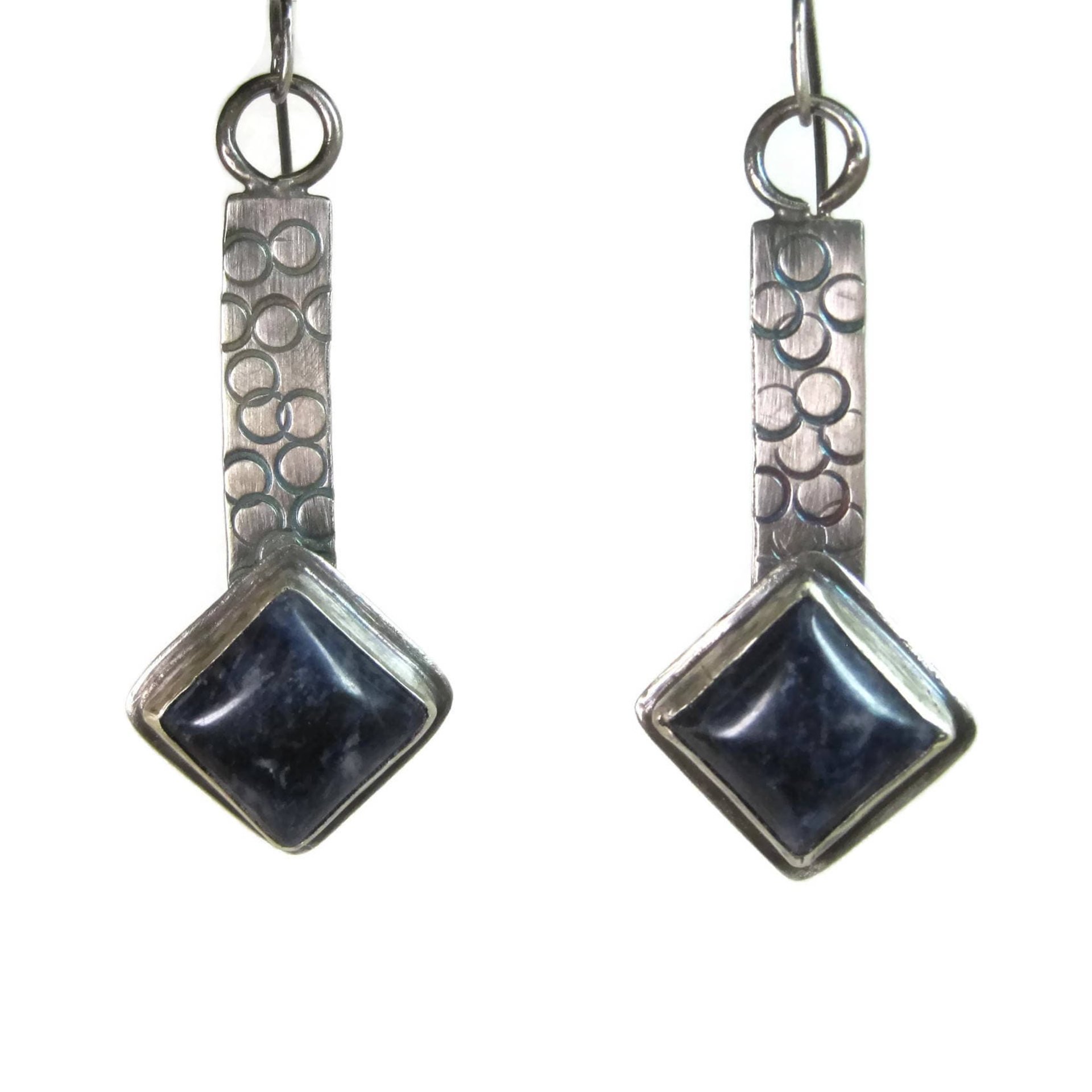 Large Sterling Silver Sodalite Earrings