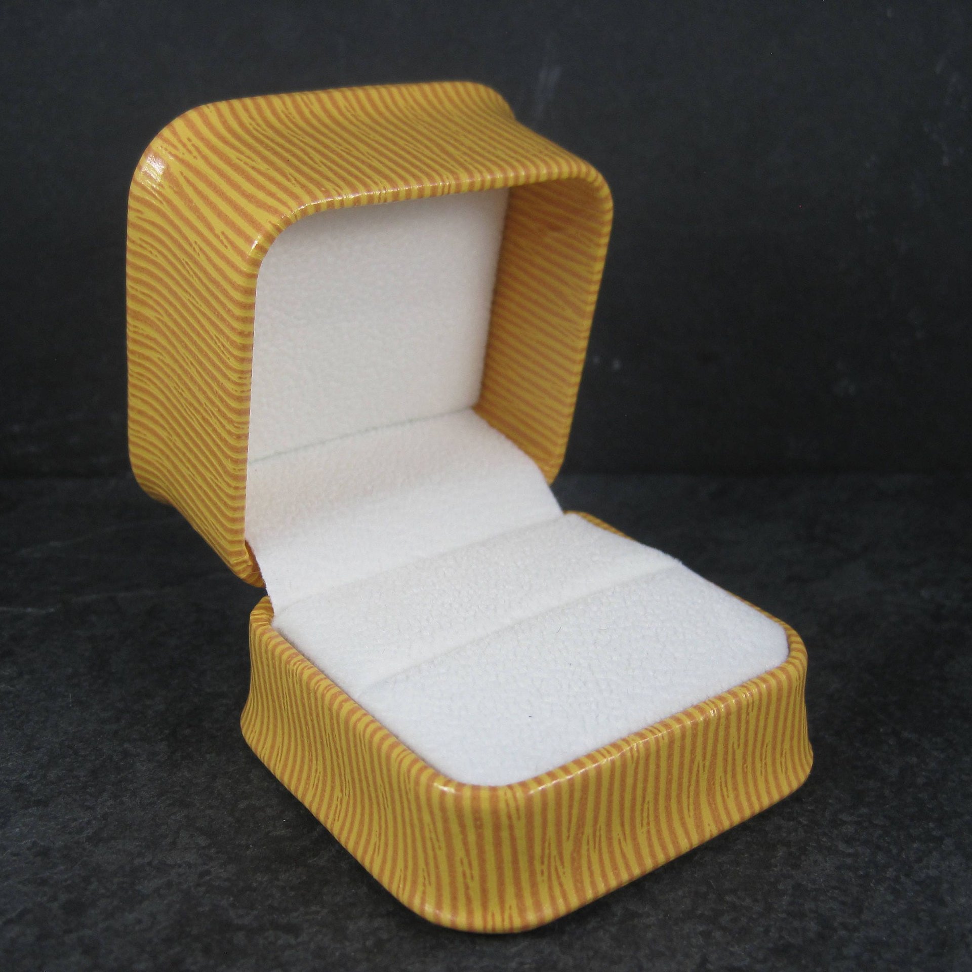 Embossed Golden Yellow Leatherette Ring Box