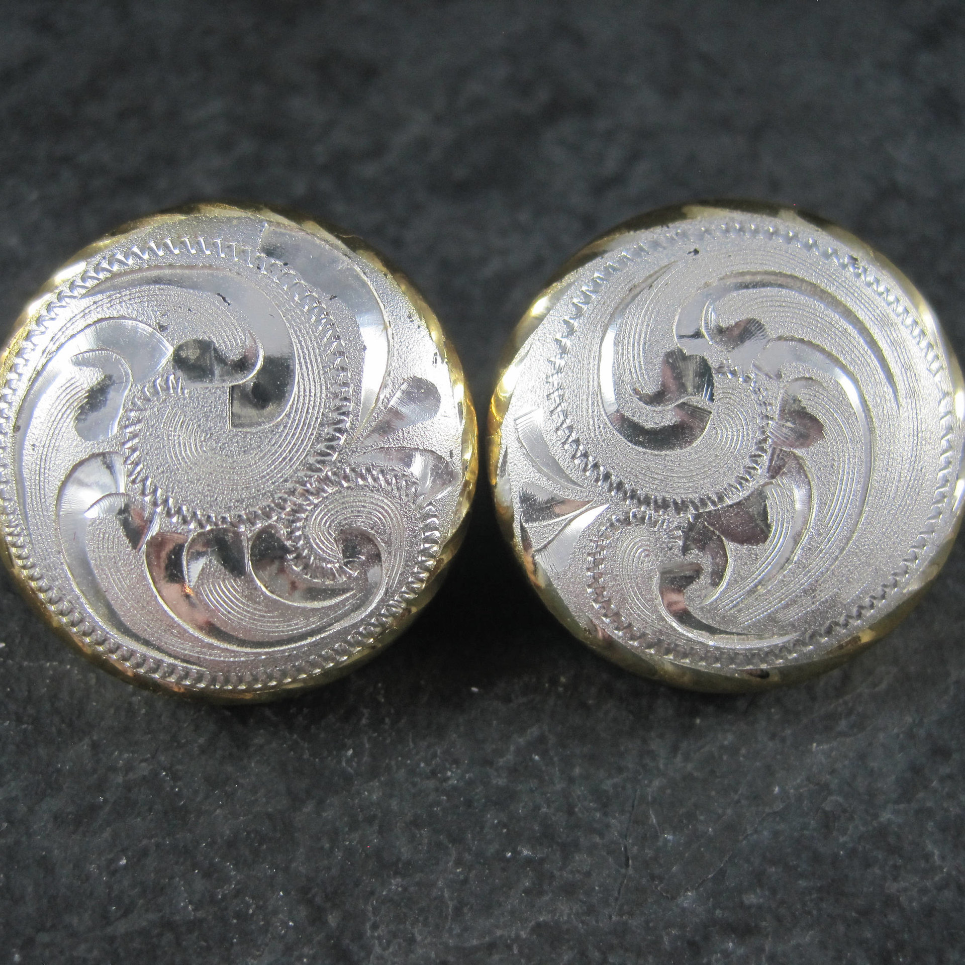 Vintage Western Dome Earrings Estate Sterling Silver Cowgirl Jewelry