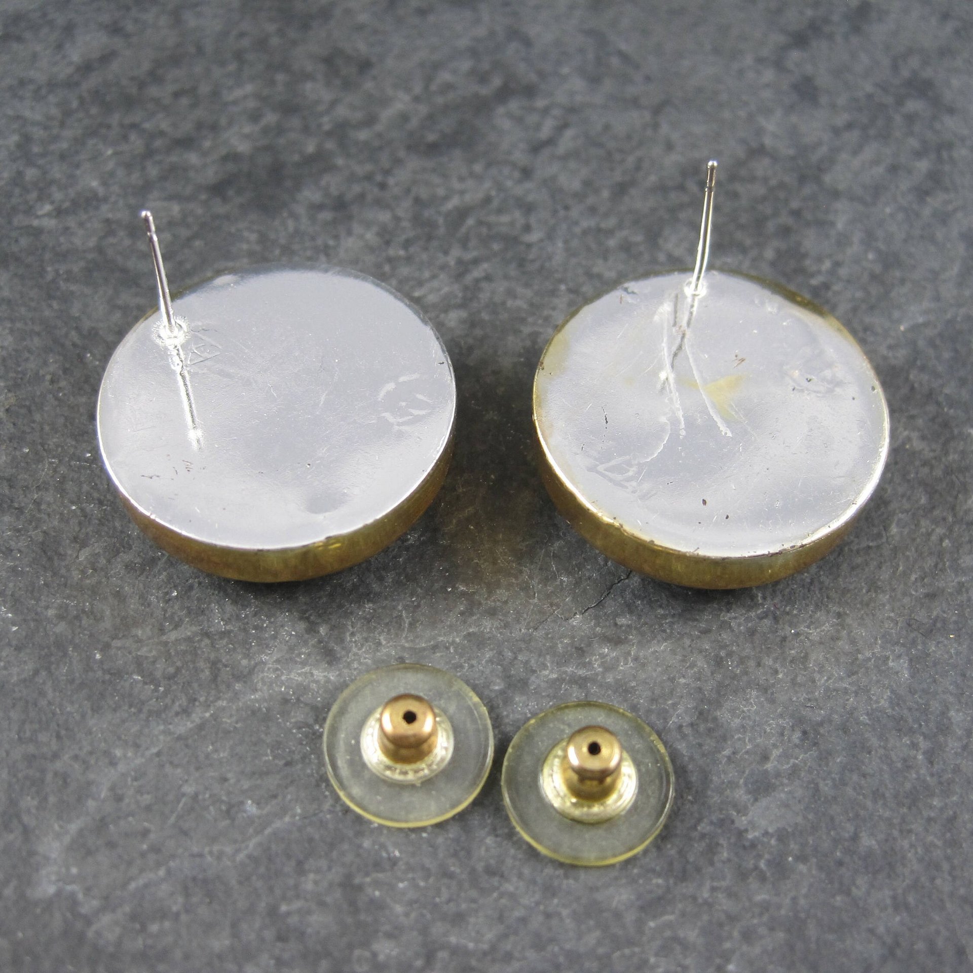 Vintage Western Dome Earrings Estate Sterling Silver Cowgirl Jewelry