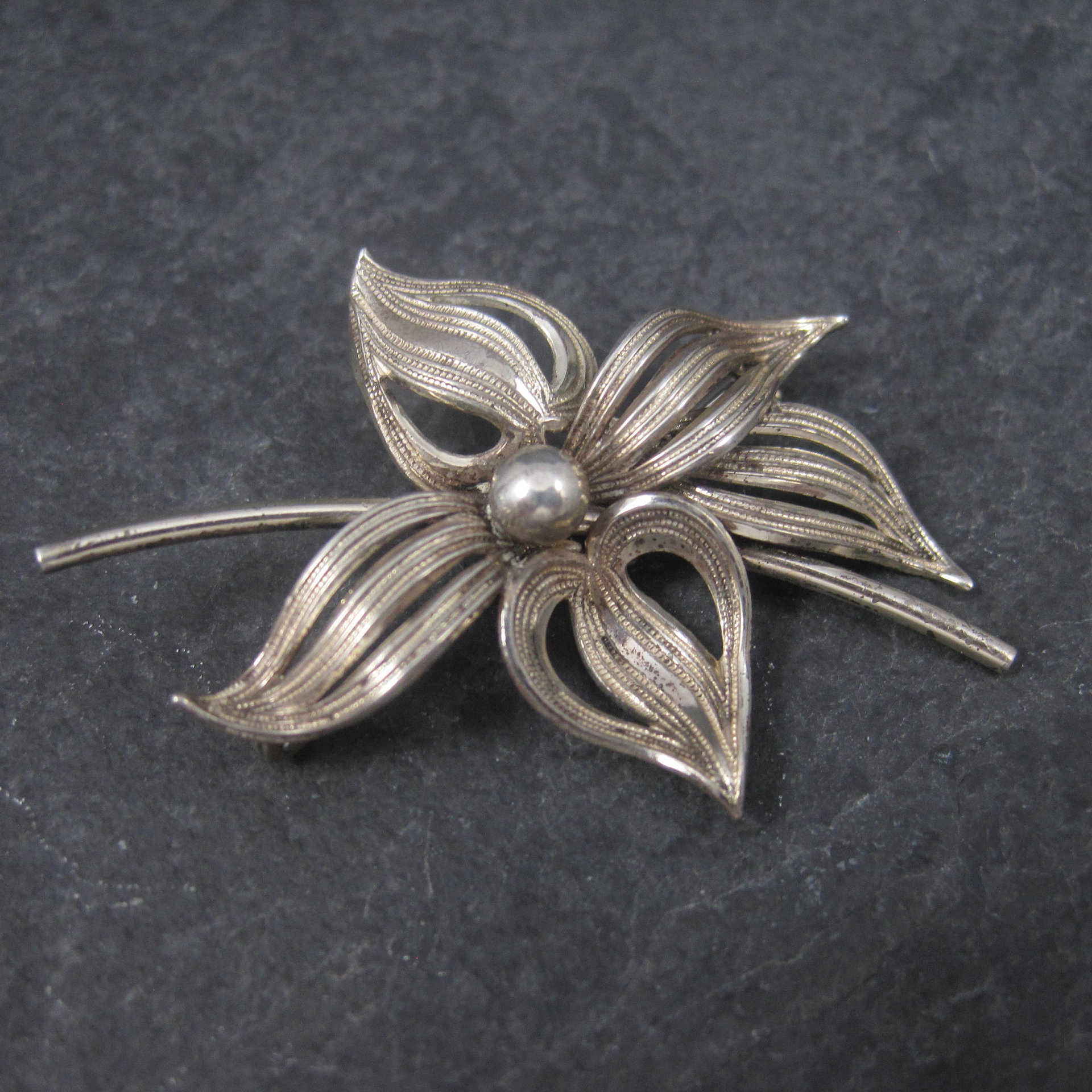 Vintage Sterling Flower Brooch Forstner