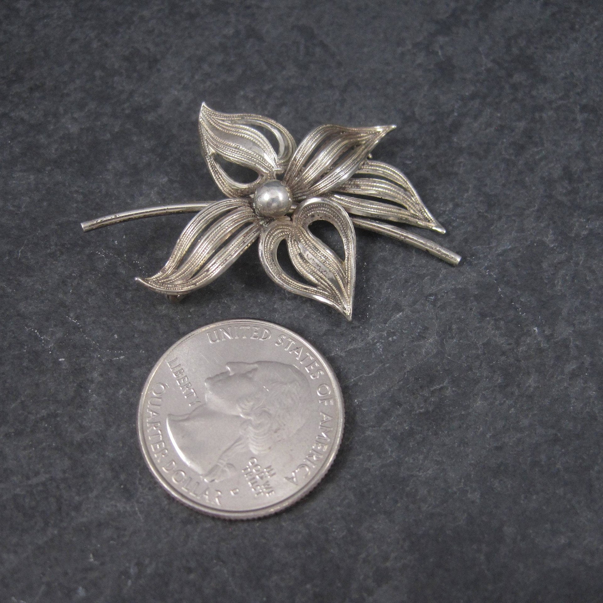 Vintage Sterling Flower Brooch Forstner