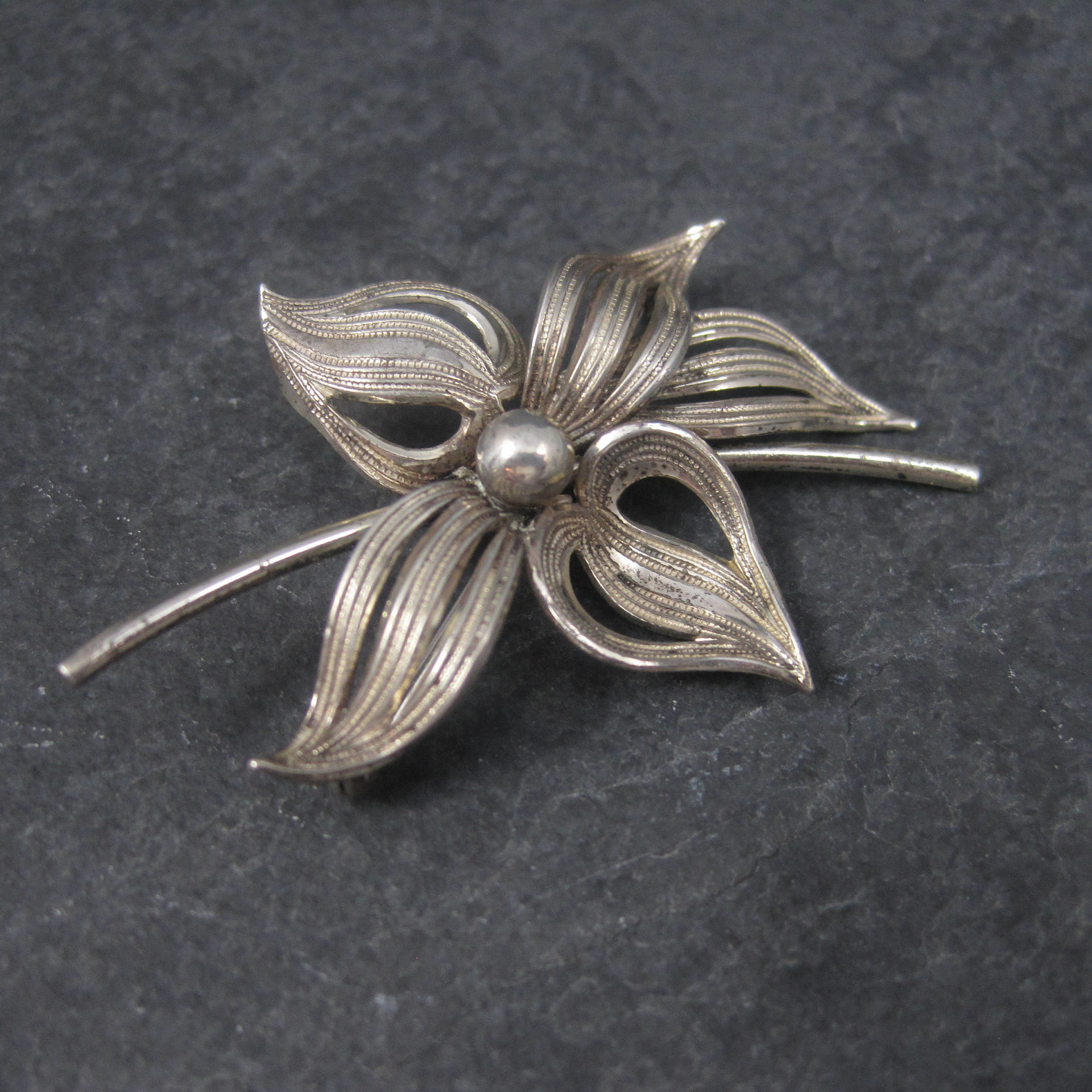 Vintage Sterling Flower Brooch Forstner