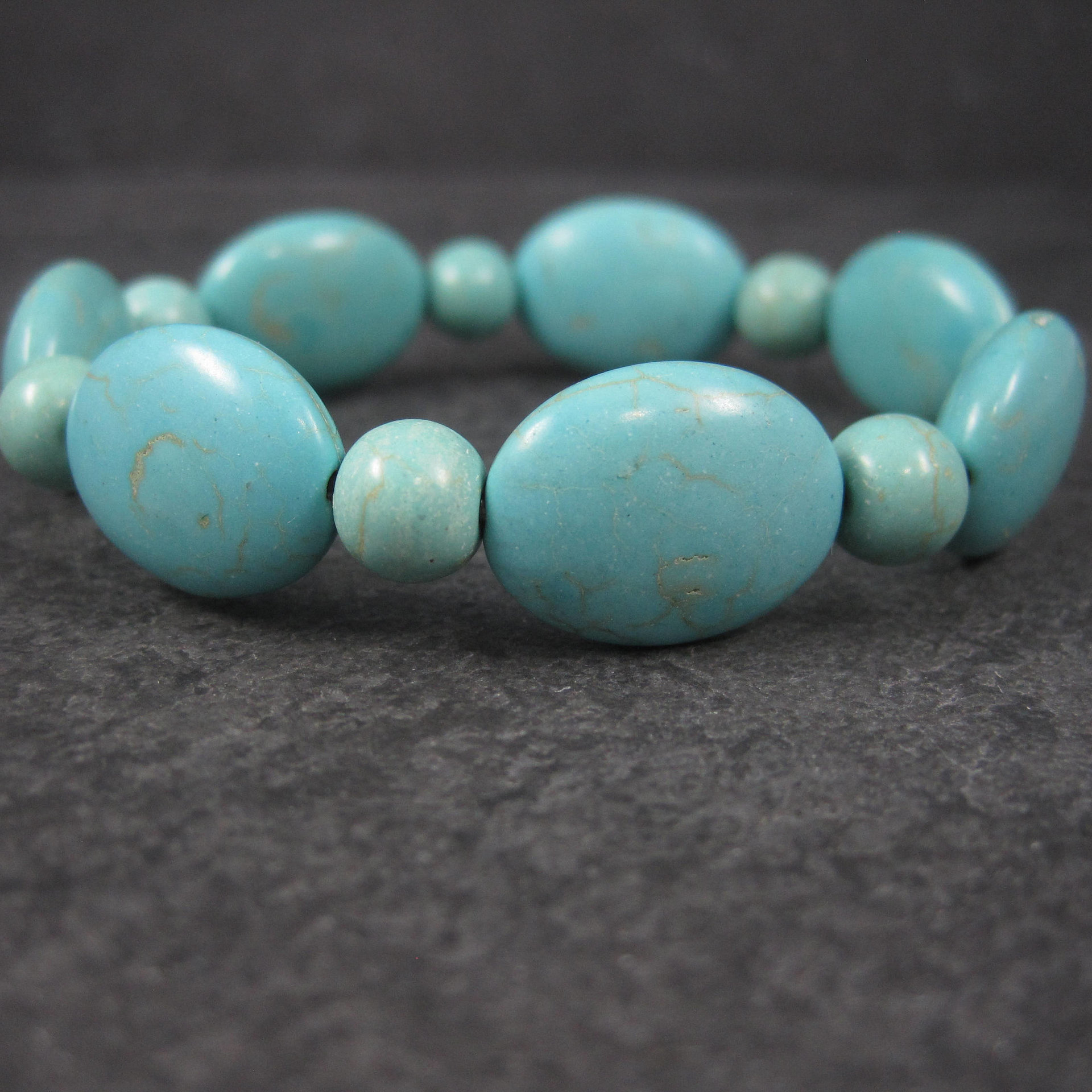 Turquoise Howlite Stretchy Bracelet 6 Inches