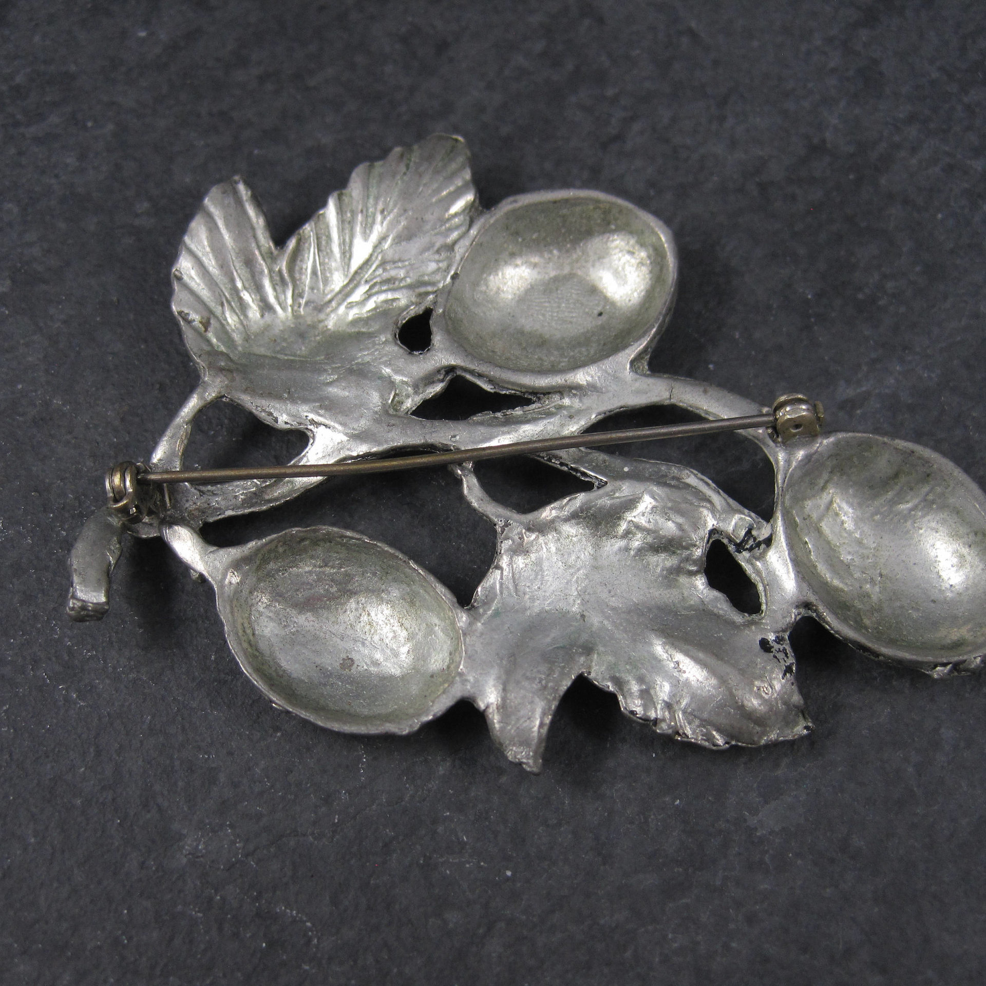 Large Vintage Pot Metal Plant Brooch