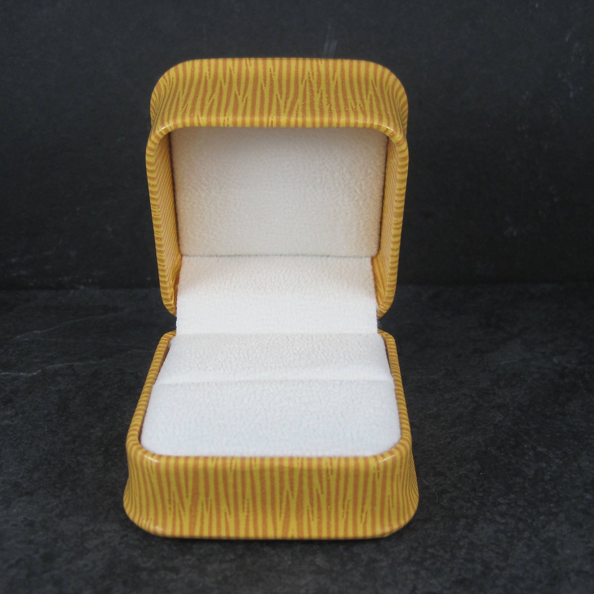 Embossed Golden Yellow Leatherette Ring Box