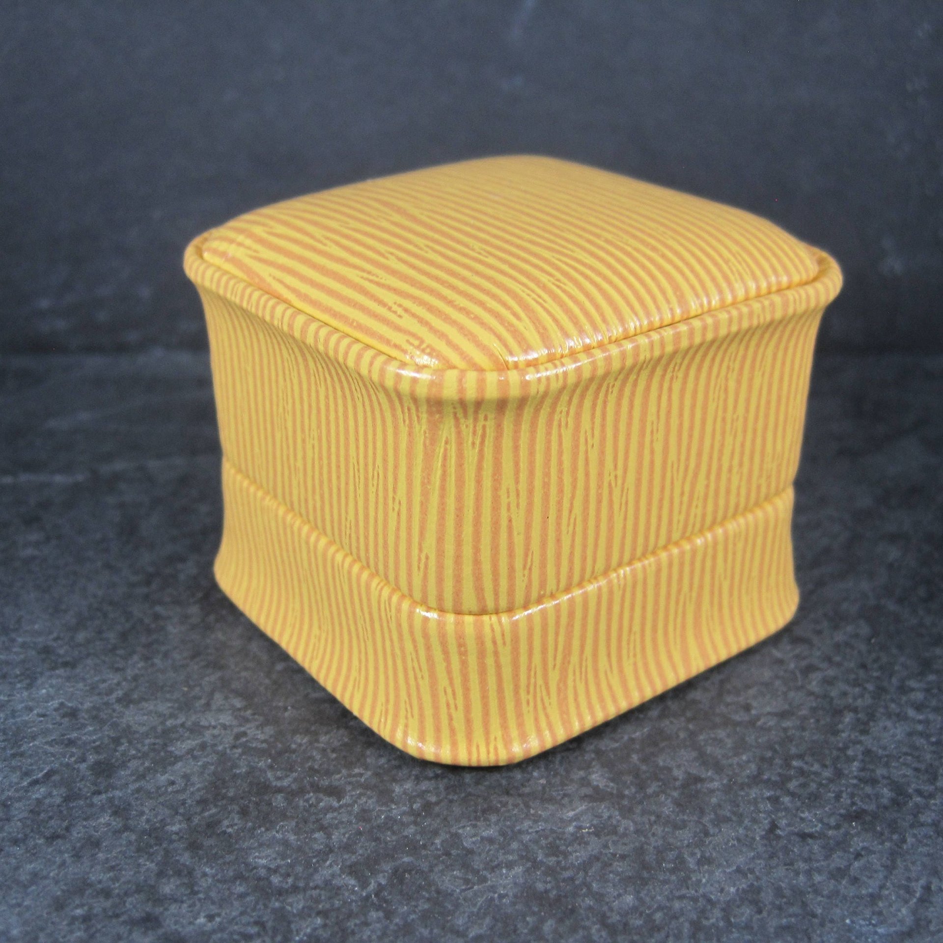 Embossed Golden Yellow Leatherette Ring Box