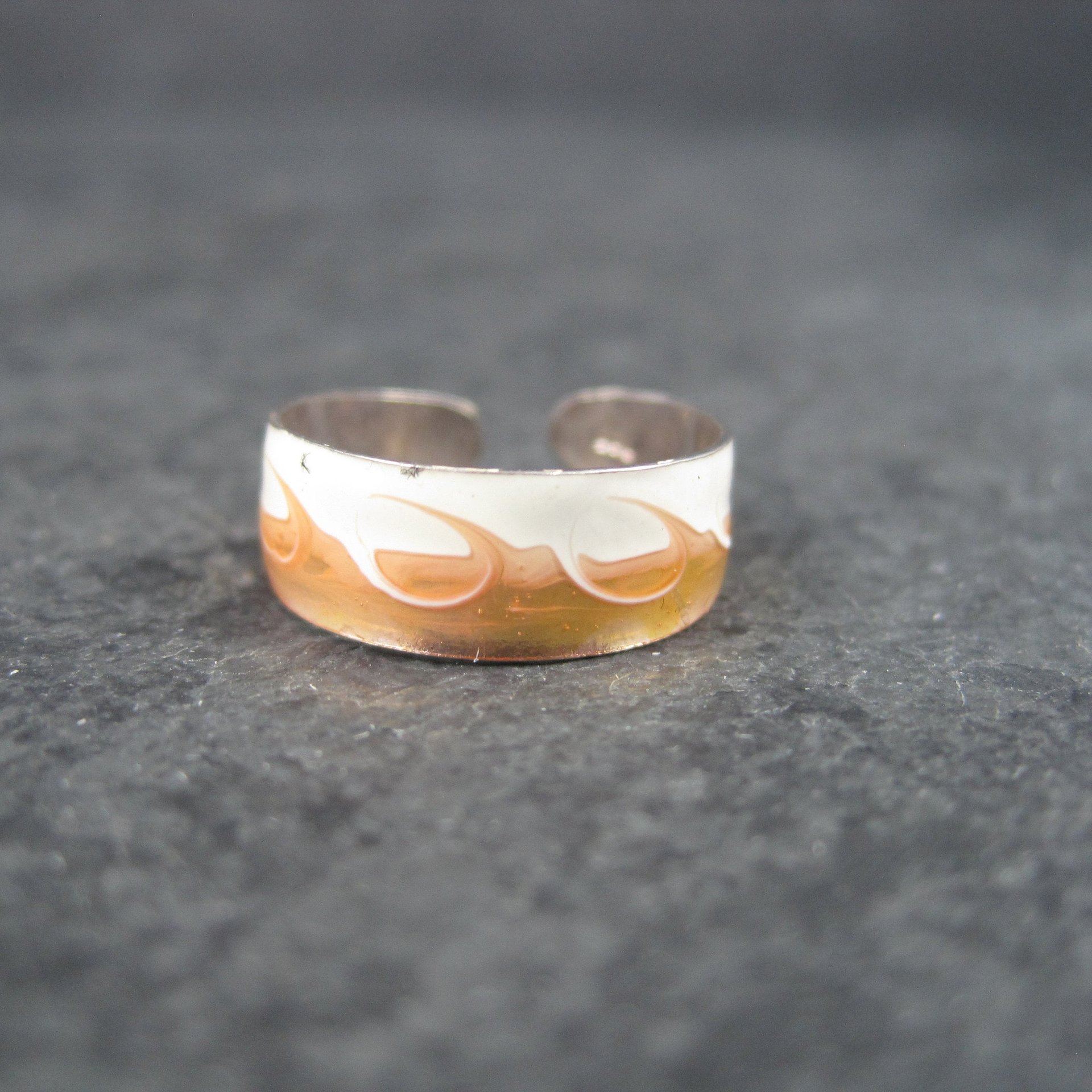 Vintage 90s Sterling Orange Enamel Toe Ring