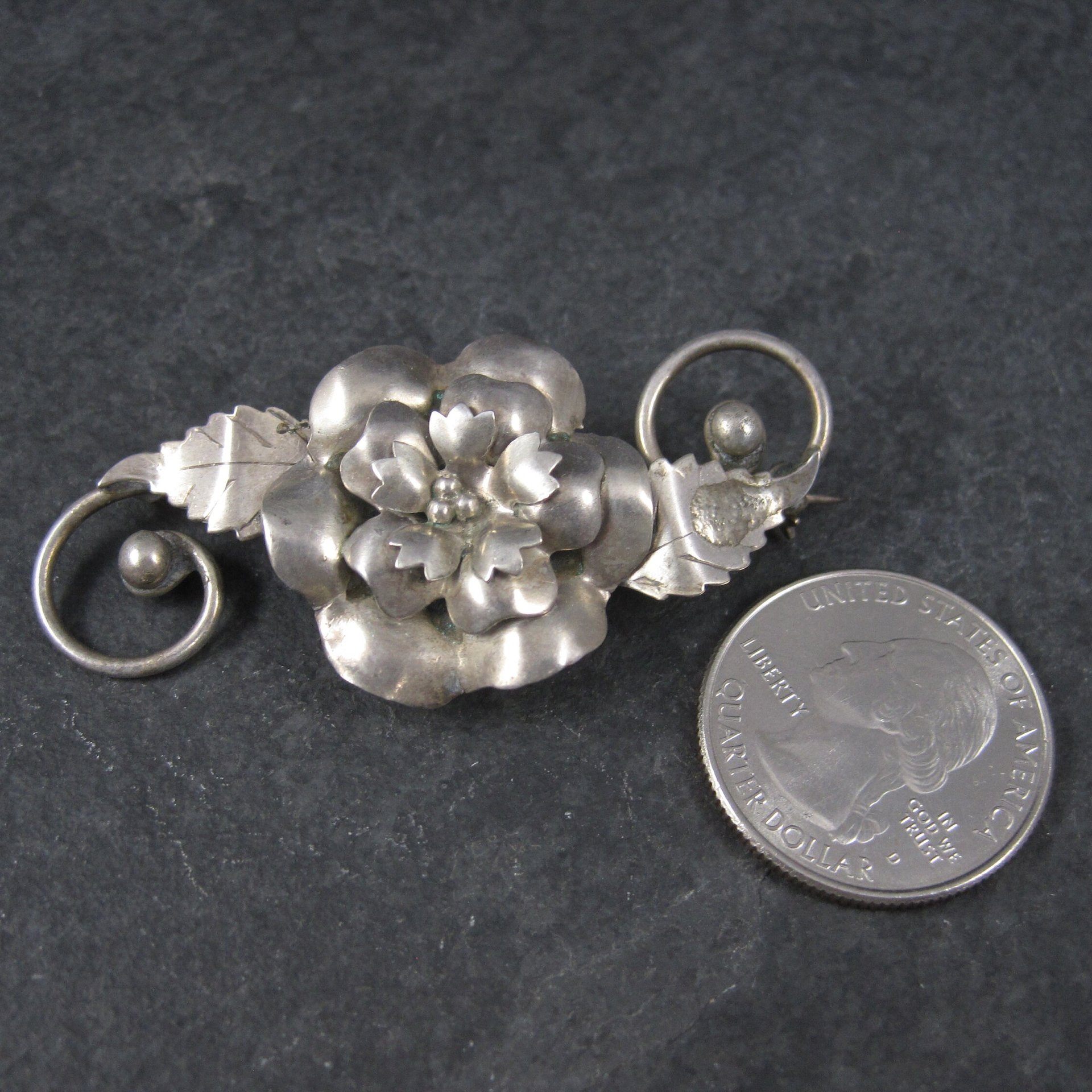 Vintage Sterling Flower Brooch