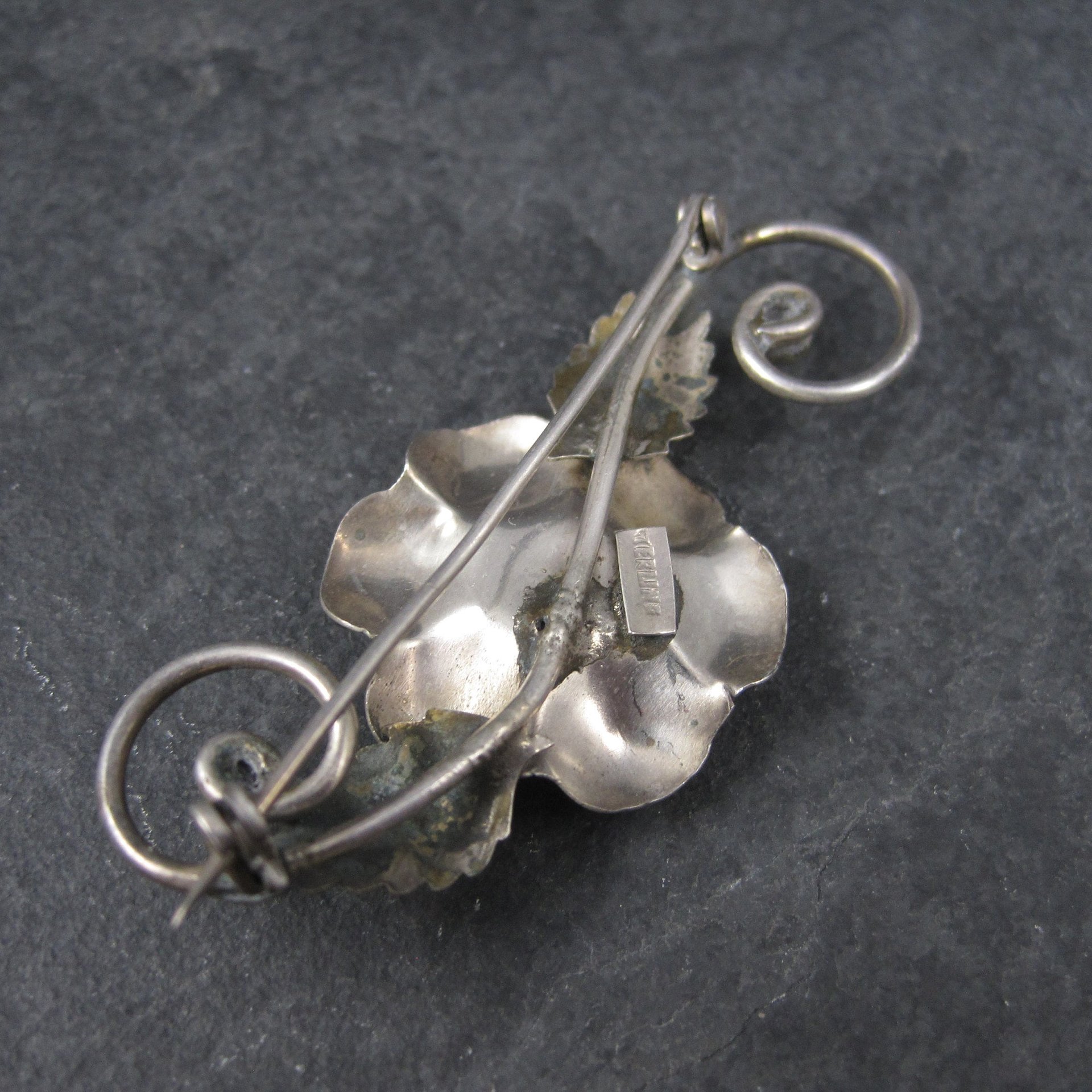 Vintage Sterling Flower Brooch