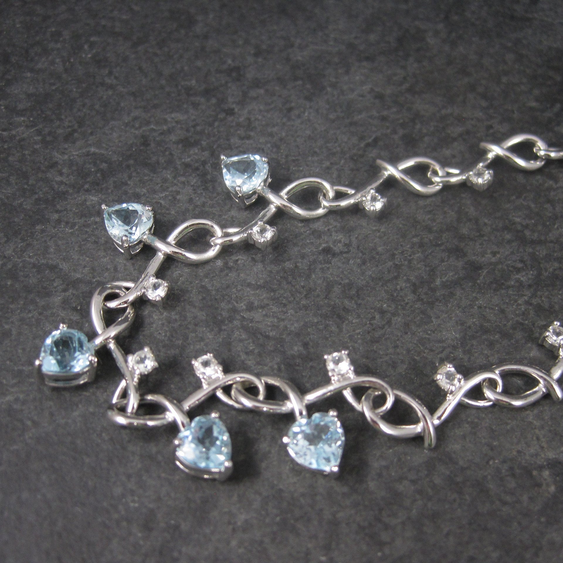 White Zircon Blue Topaz Heart Necklace 18 Inches