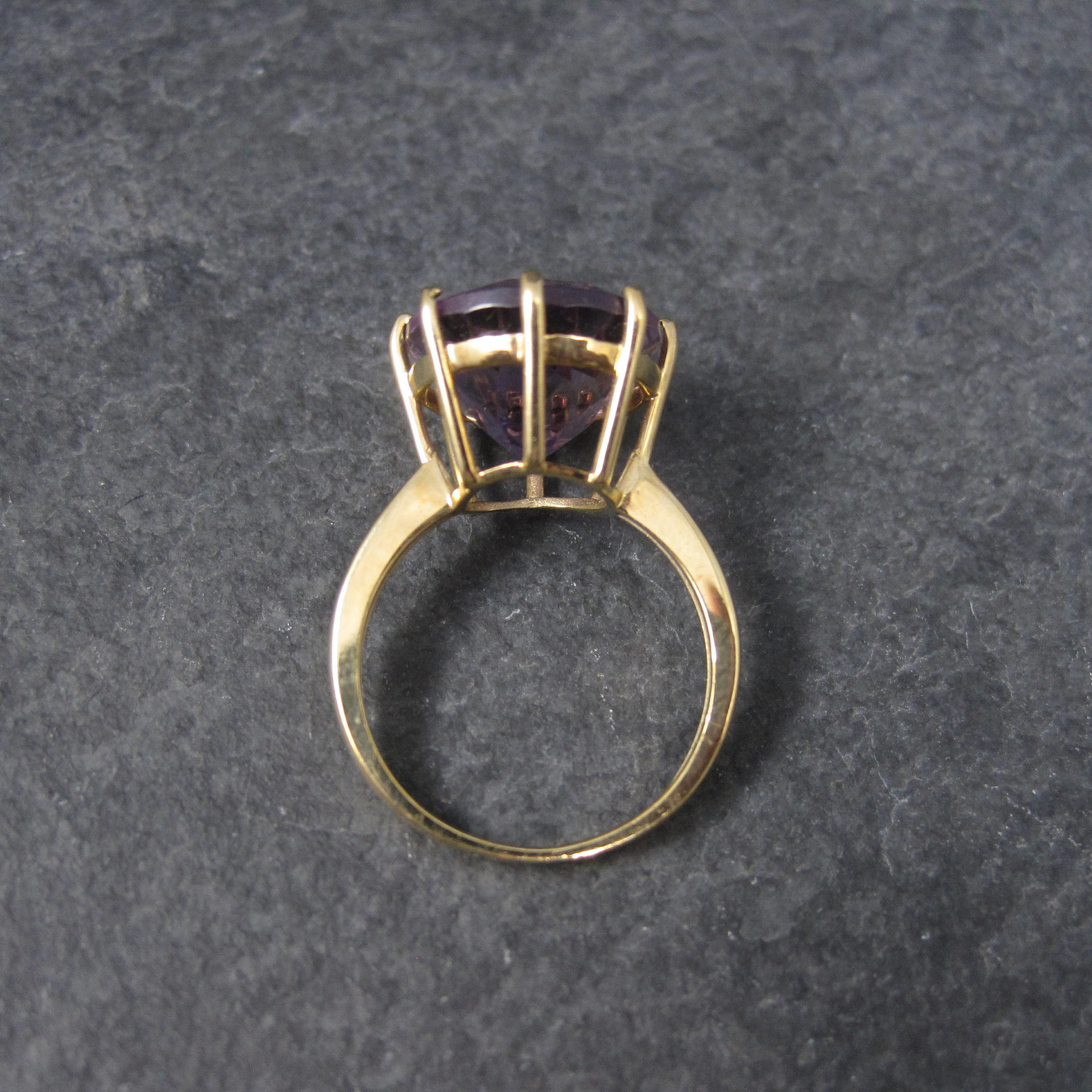 Vintage Amethyst Engagement Ring 10K Yellow Gold Solitaire Size 5