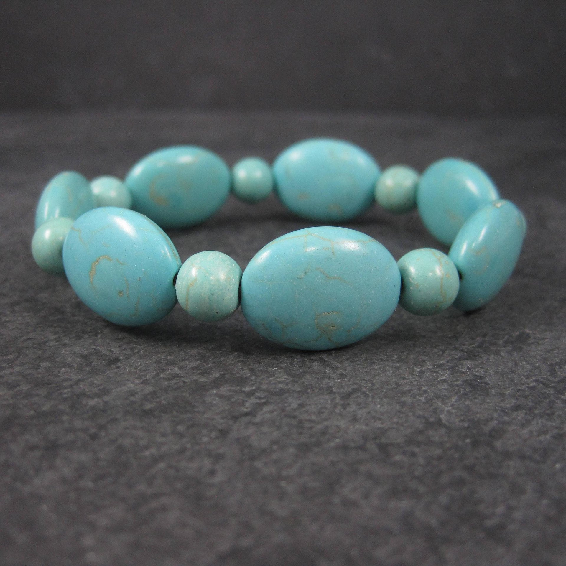 Turquoise Howlite Stretchy Bracelet 6 Inches