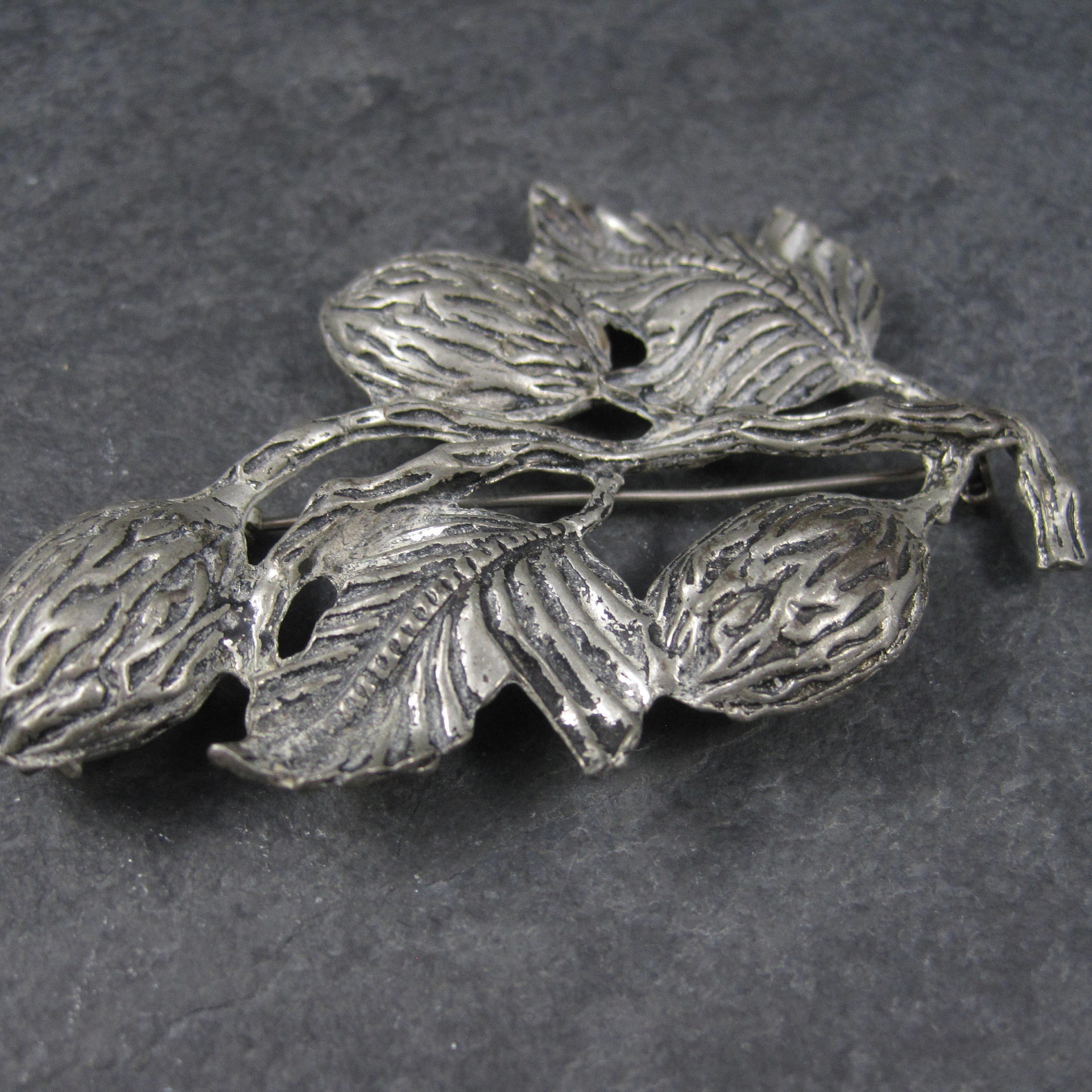 Large Vintage Pot Metal Plant Brooch