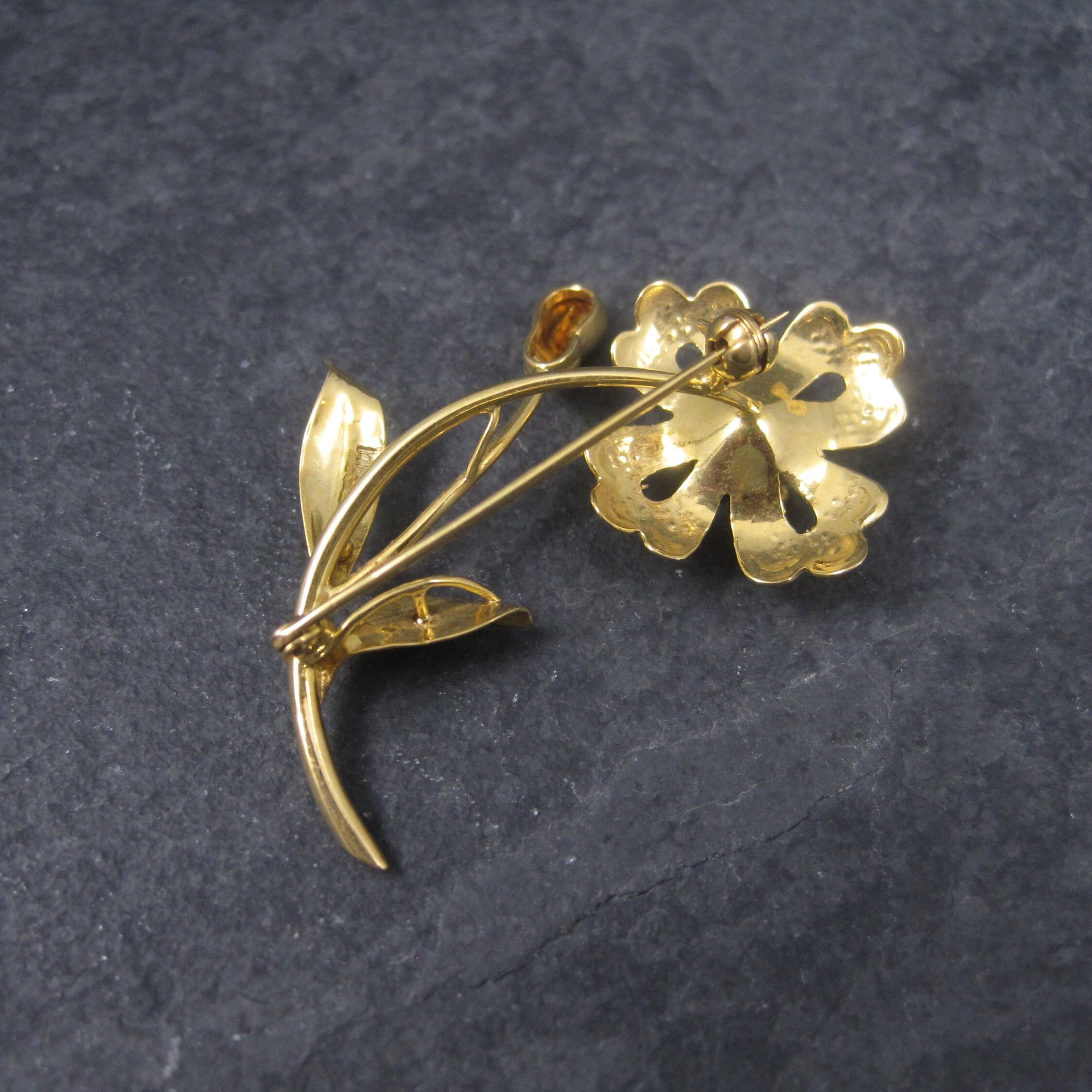 Vintage 14K Turquoise Flower Brooch