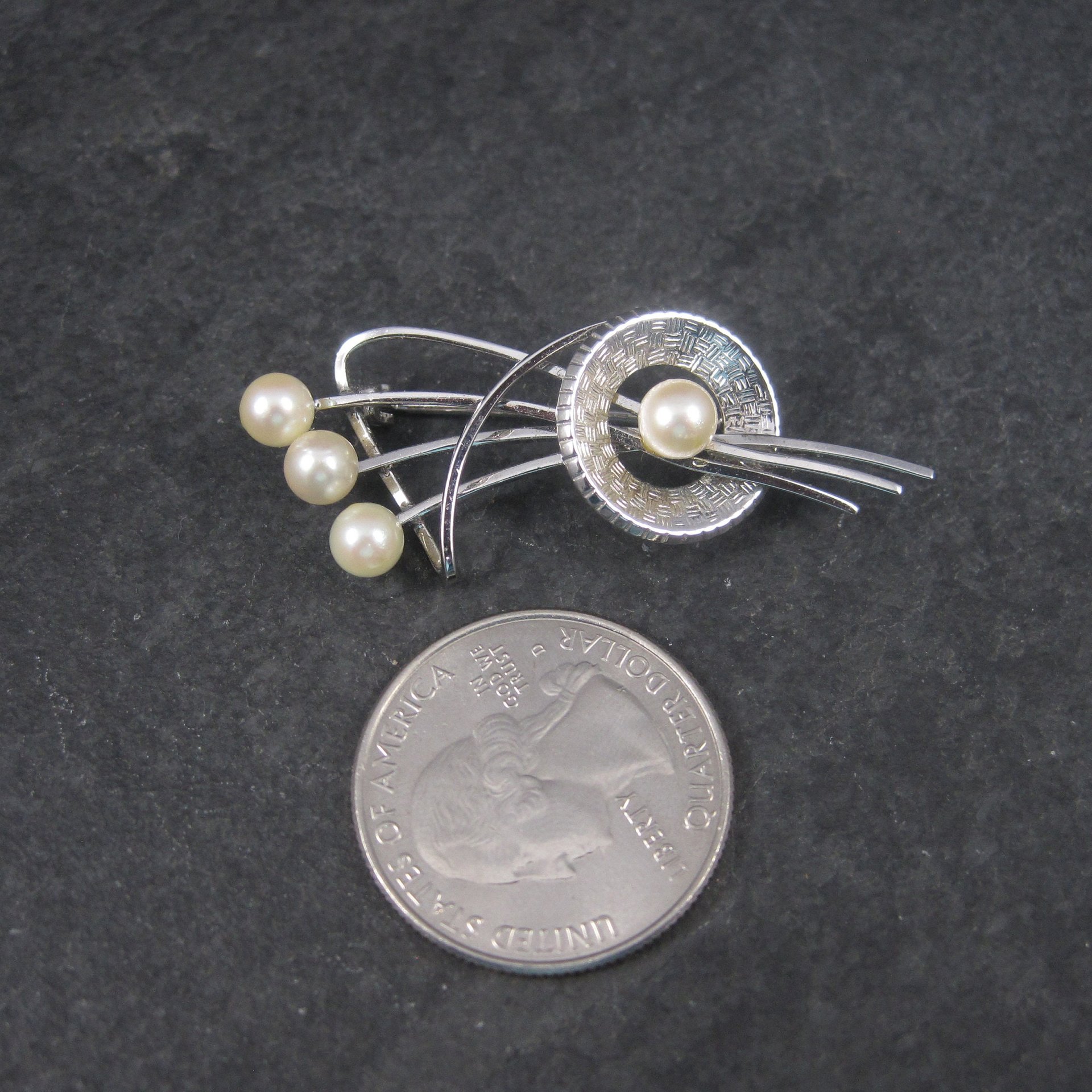 Estate Sterling Pearl Brooch Curtis Jewelry