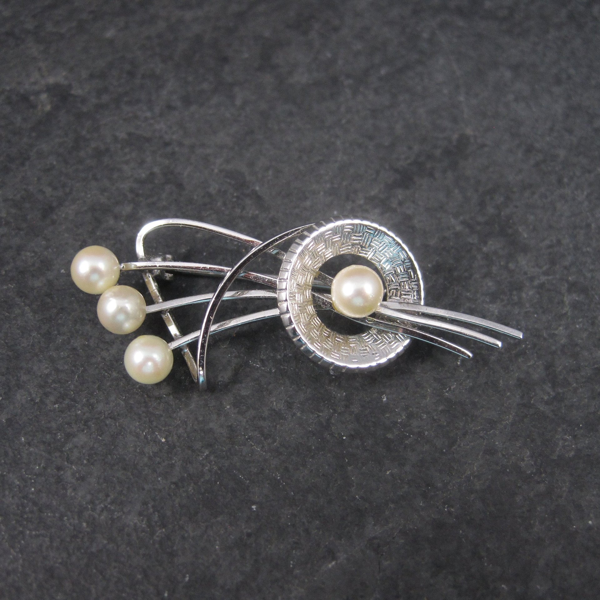 Estate Sterling Pearl Brooch Curtis Jewelry