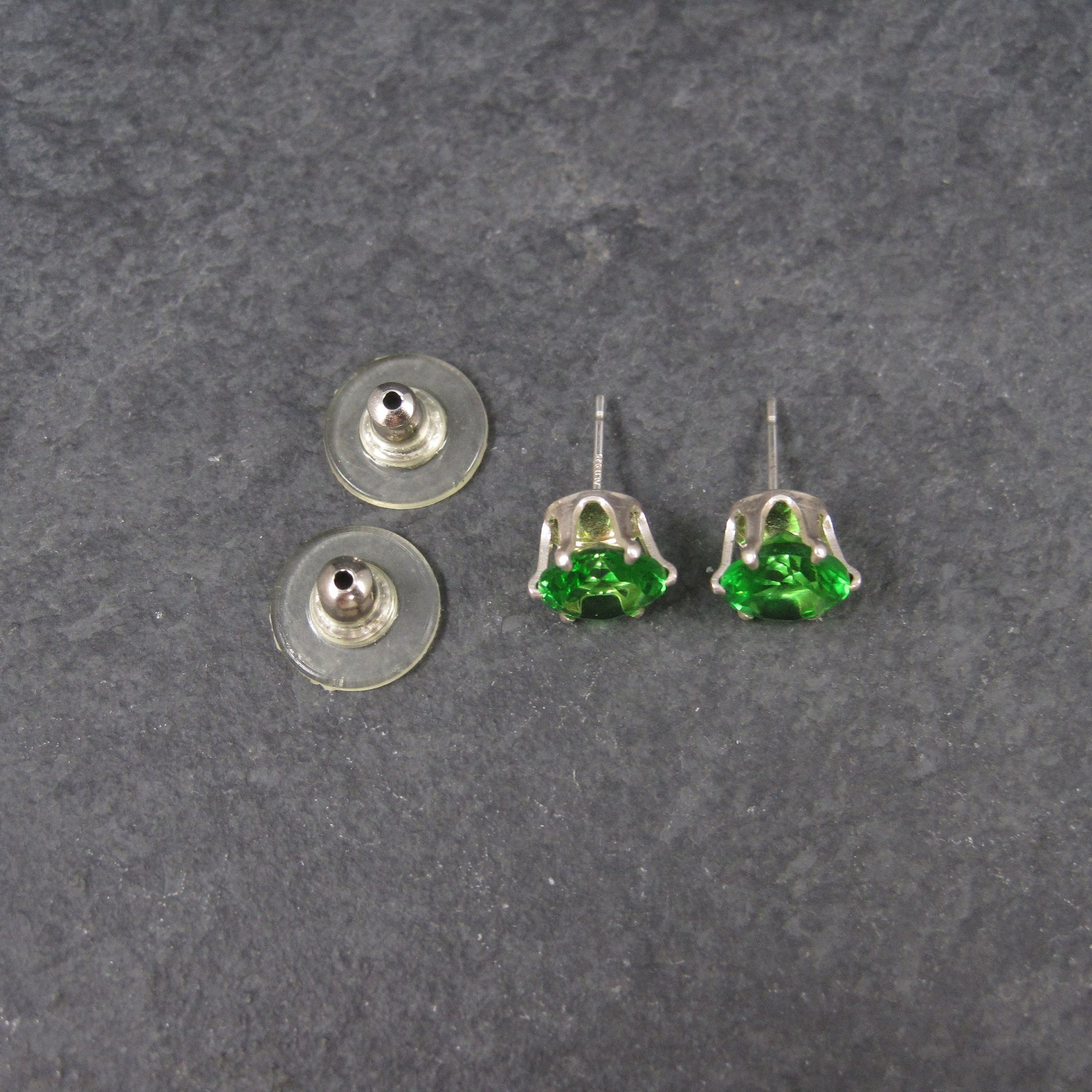 May Birthstone Emerald Sterling Stud Earrings 6mm