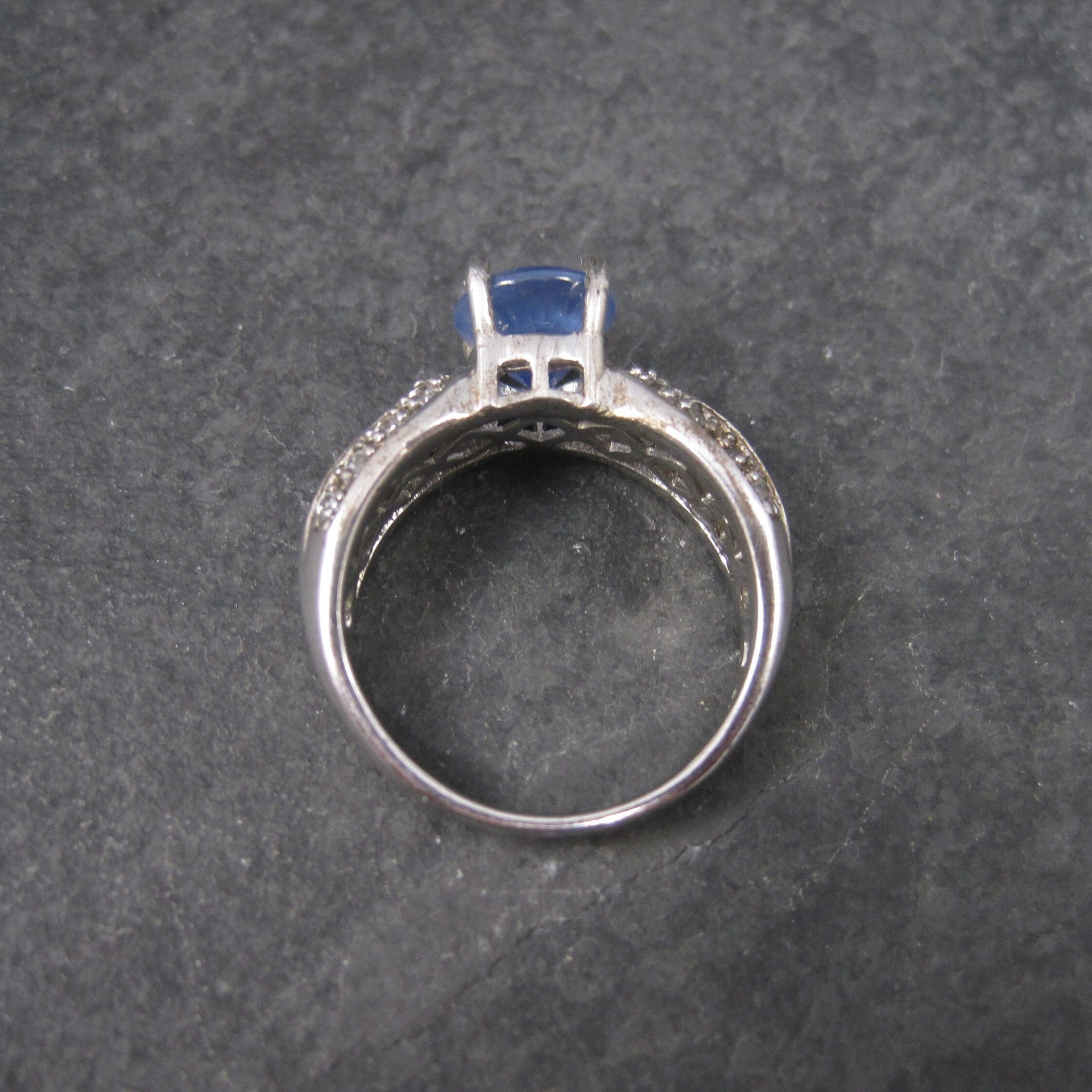 Sapphire Ring and White Zircon Ring Sterling Sz 8