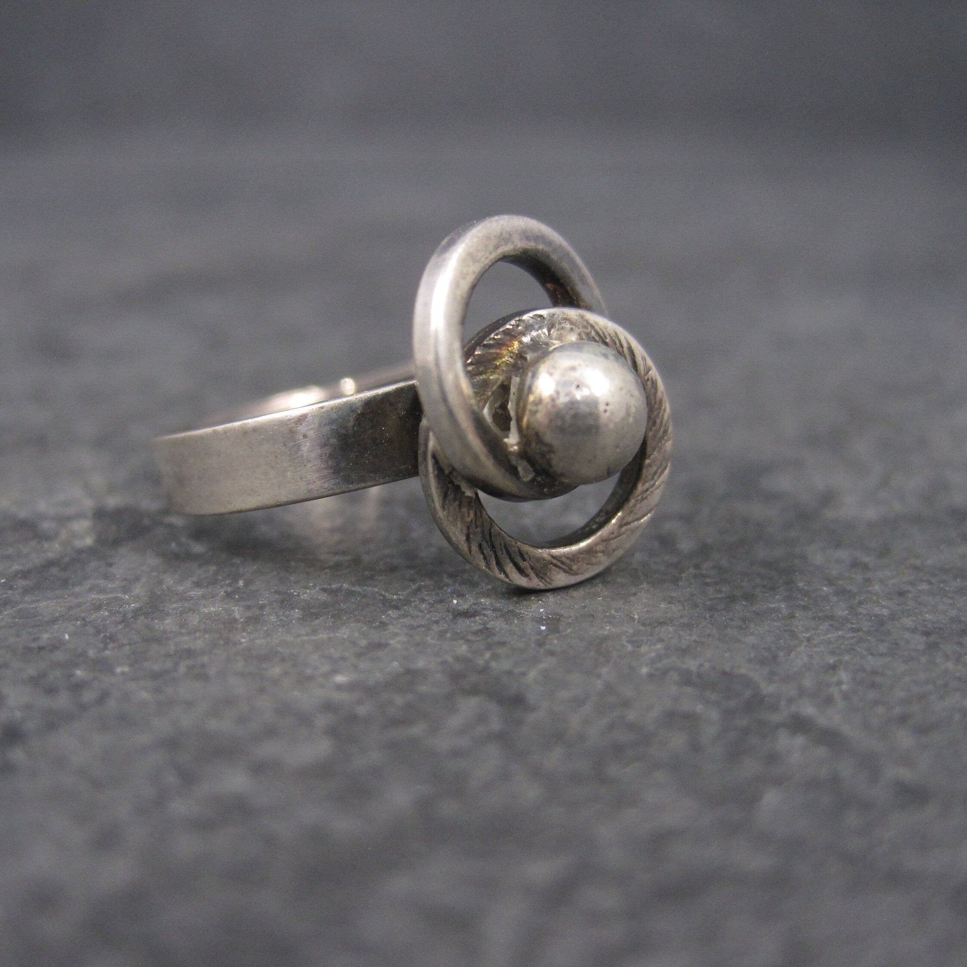 Vintage Sterling Atomic Ring Adjustable Size 5 to 7