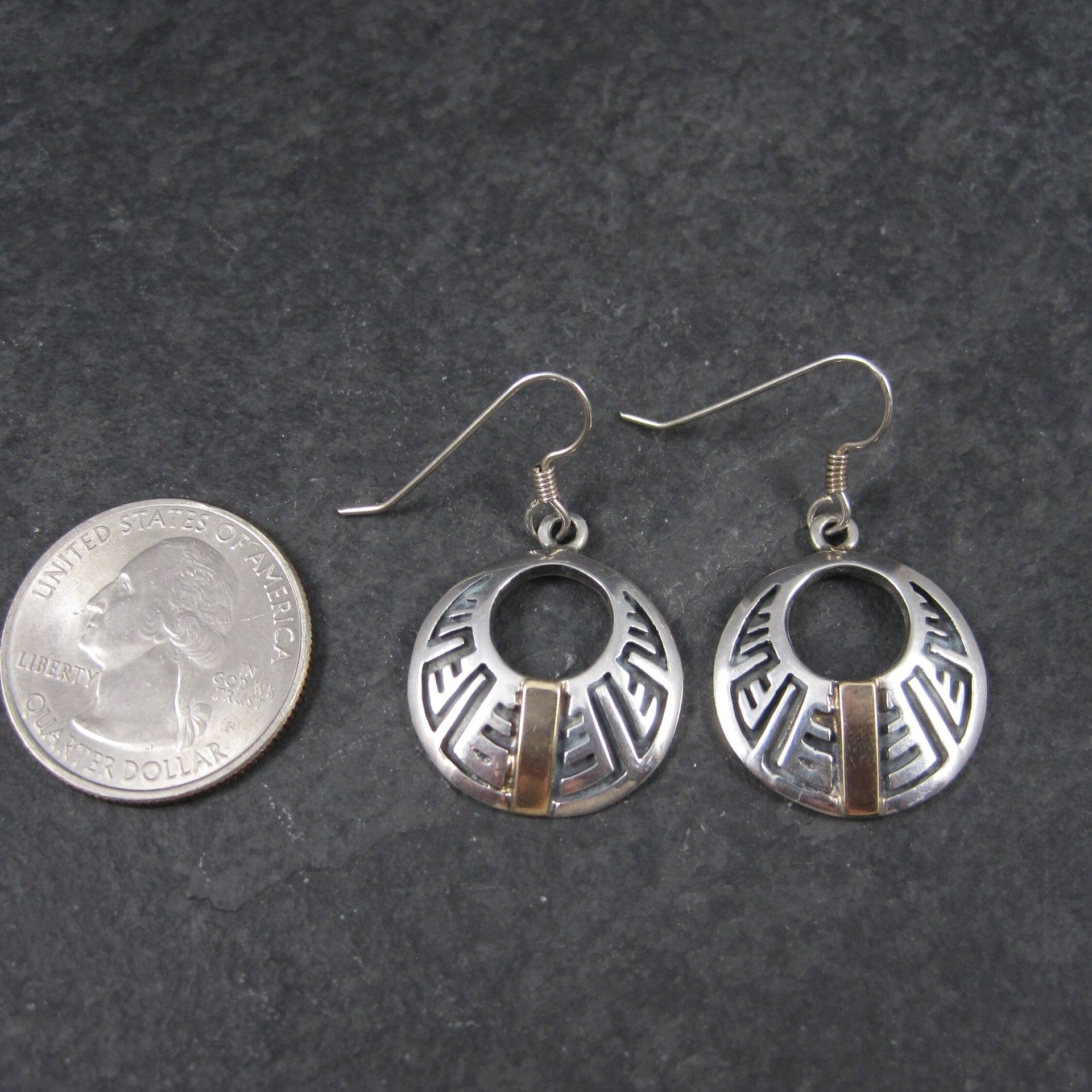 Vintage Southwestern Sterling 14K Earrings
