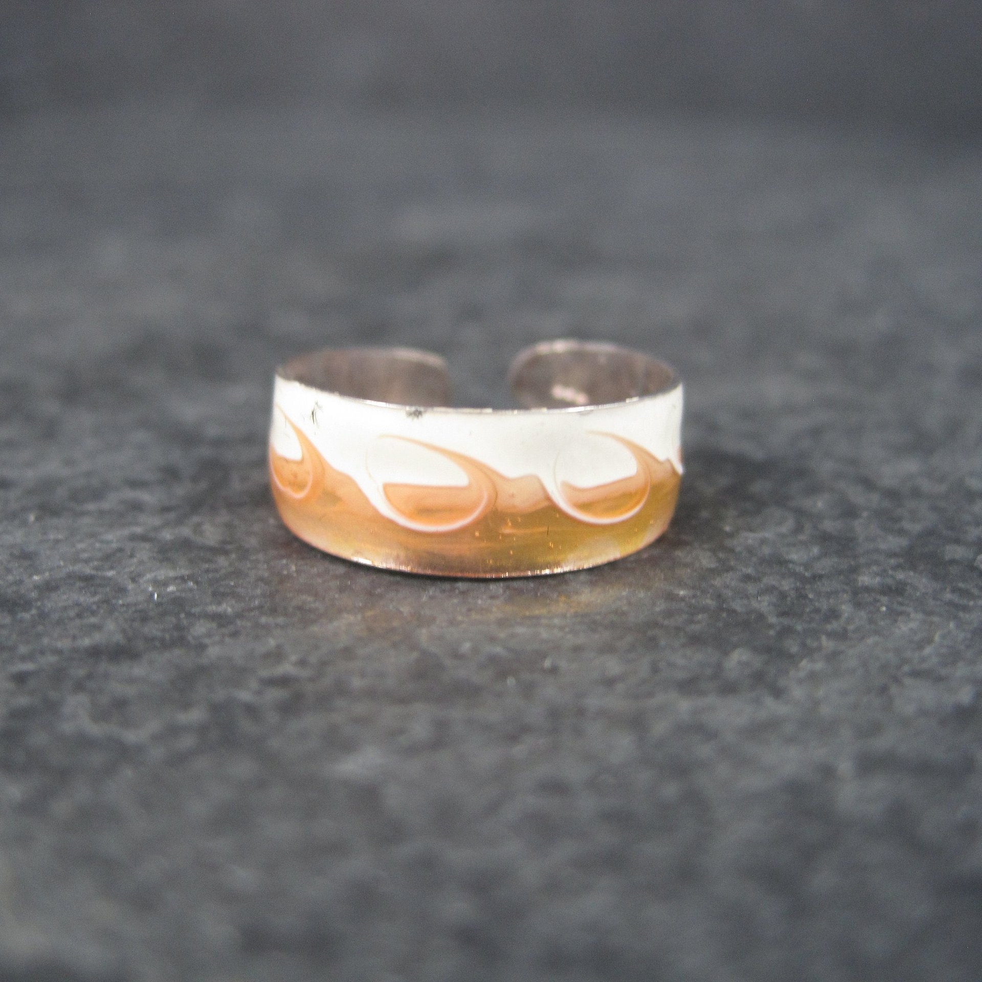 Vintage 90s Sterling Orange Enamel Toe Ring