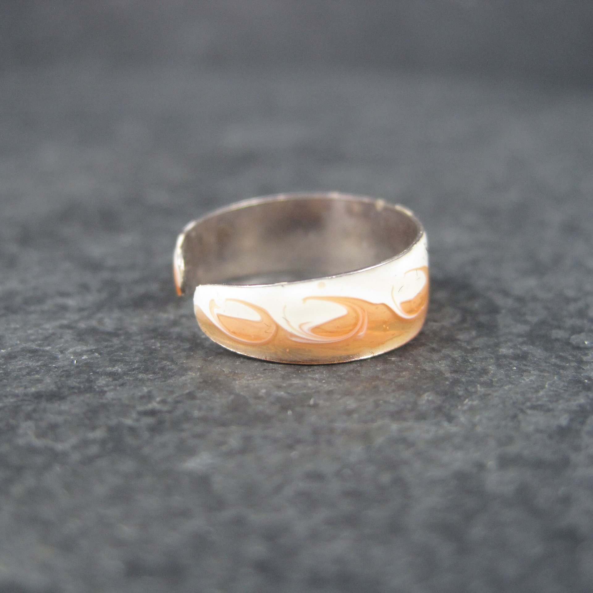 Vintage 90s Sterling Orange Enamel Toe Ring