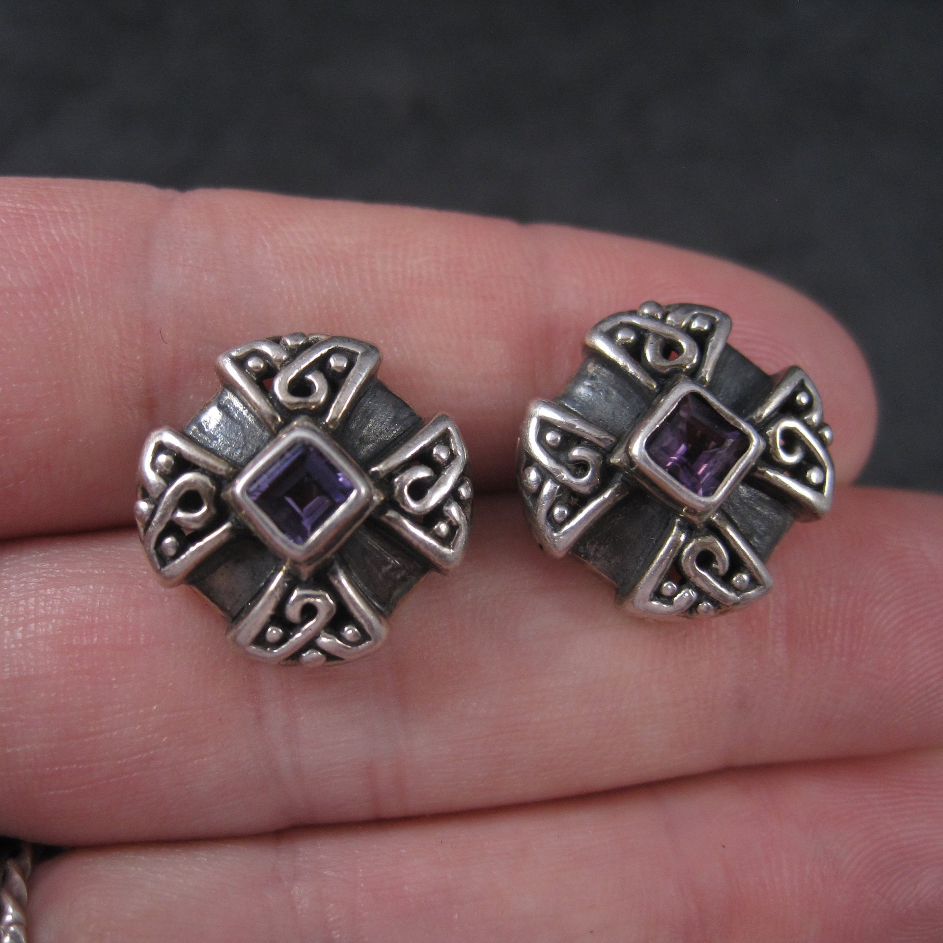 Vintage Sterling Amethyst Earrings